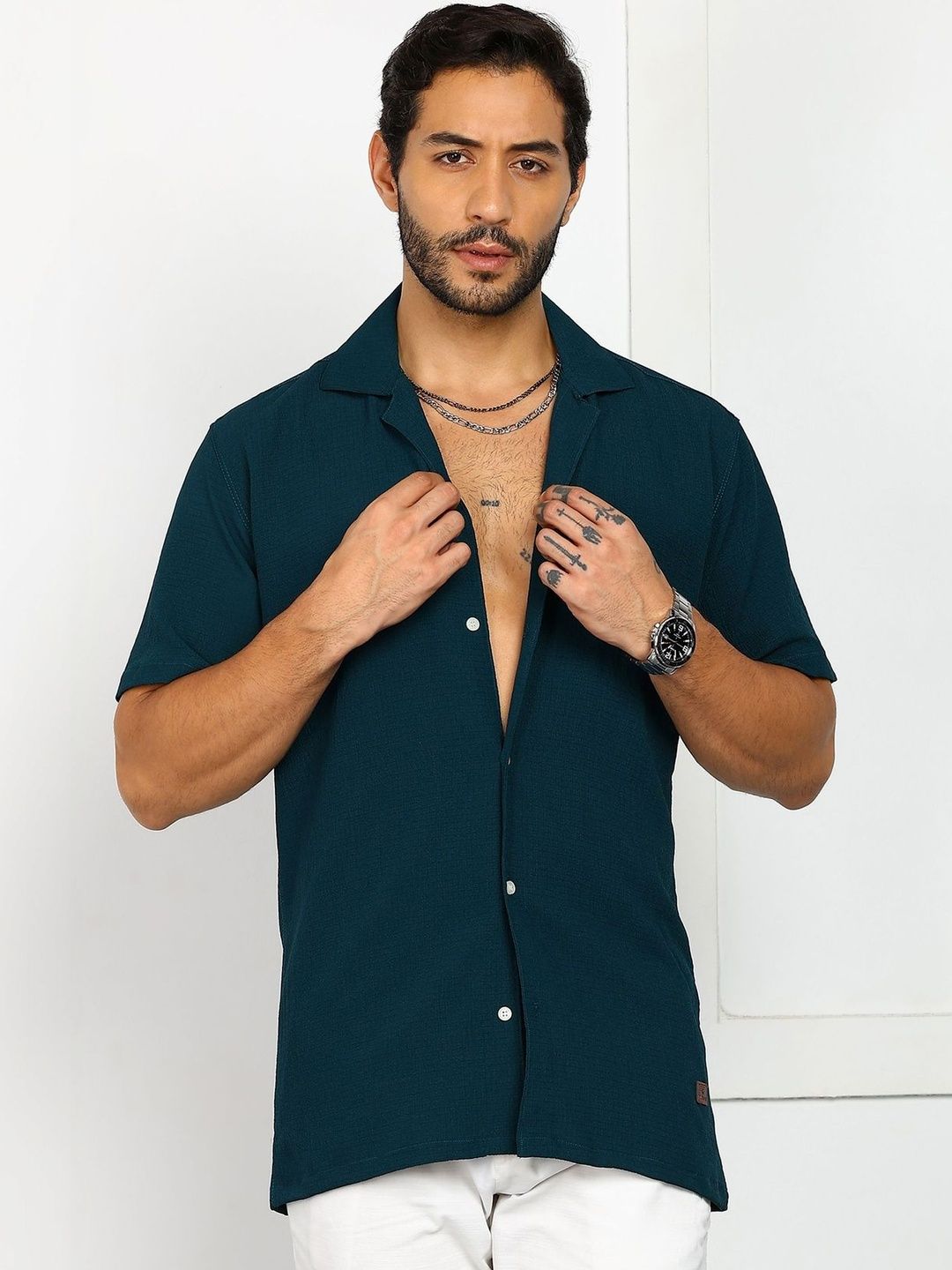 SZN Men Regular Fit Textured Casual Shirt-picture-34