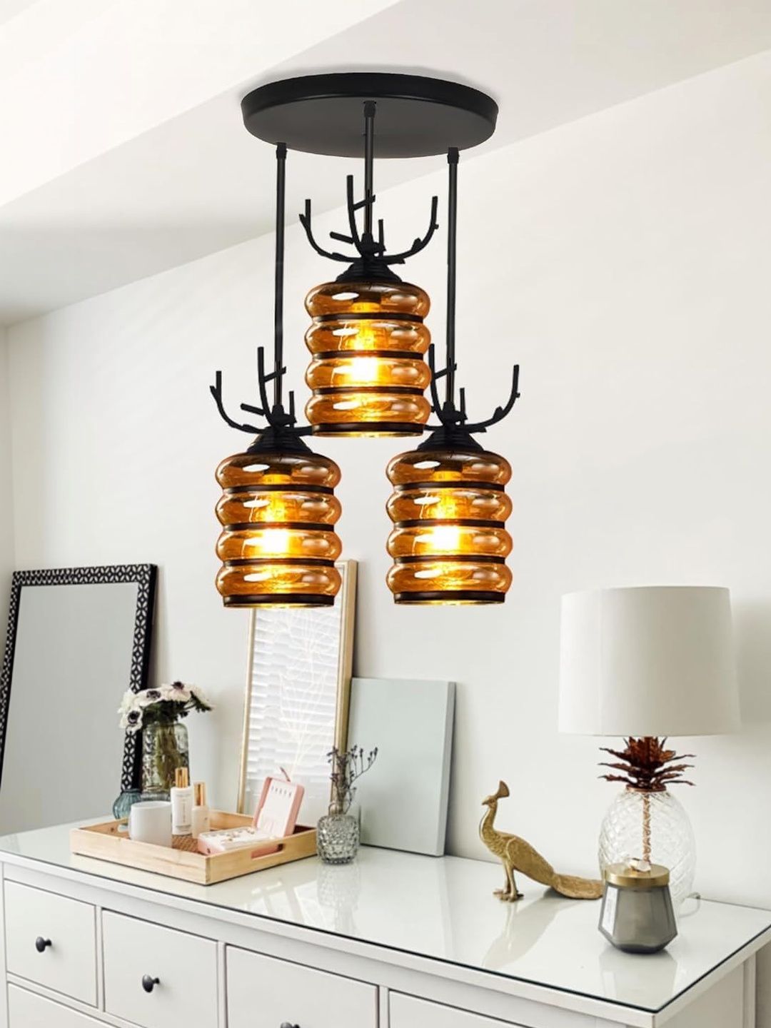 SWIATLO Brown & Black Textured Glass Ceiling Lamp-picture-33