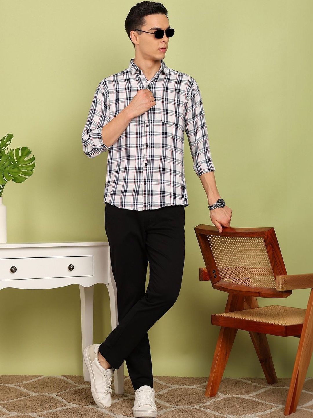 SZN Men Slim Fit Checked Casual Shirt-picture-32