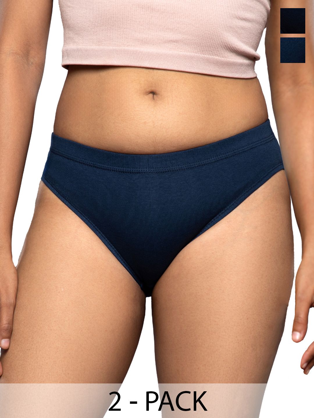 BLISSNATURAL Pack of 2 Cotton Mid-Rise Hipster Briefs-picture-32