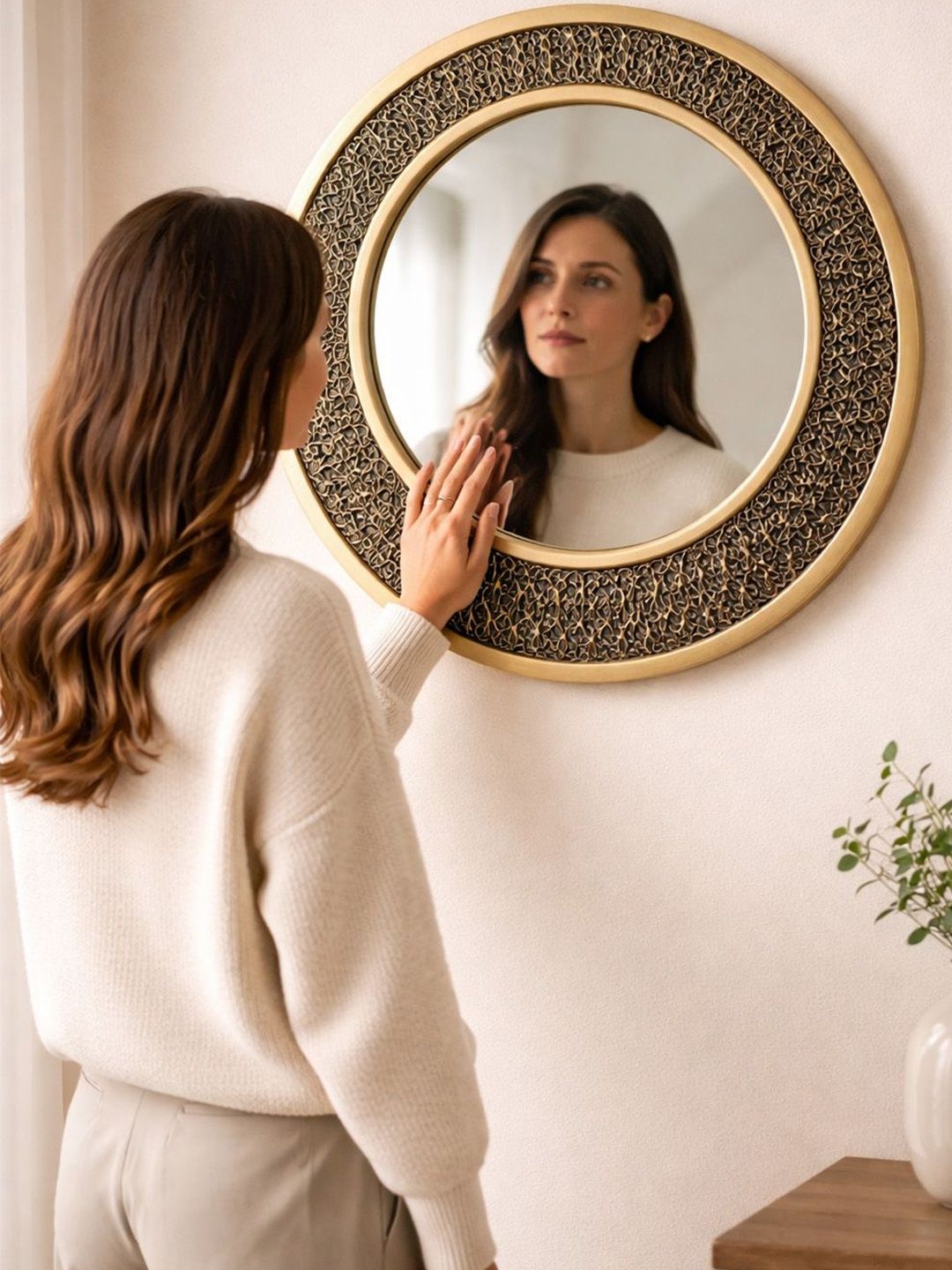 Art Street Green Round Shape Mirror