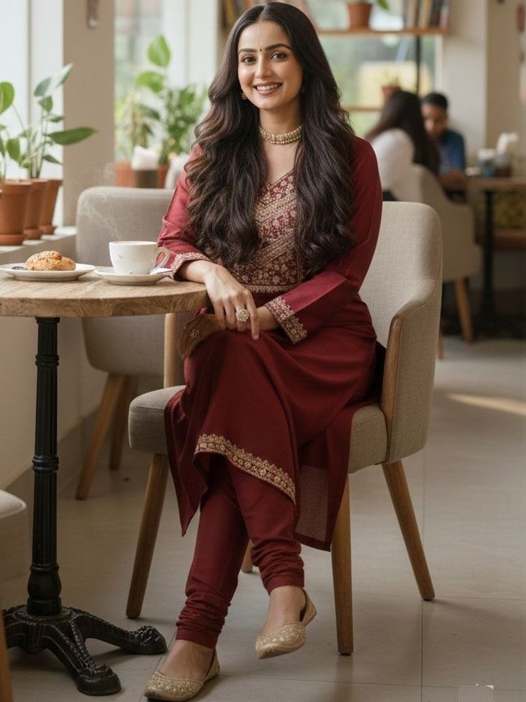 Mangalam Fashion Diva Ethnic Motifs Embroidered V-Neck Thread Work Thread Work Kurti-picture-22
