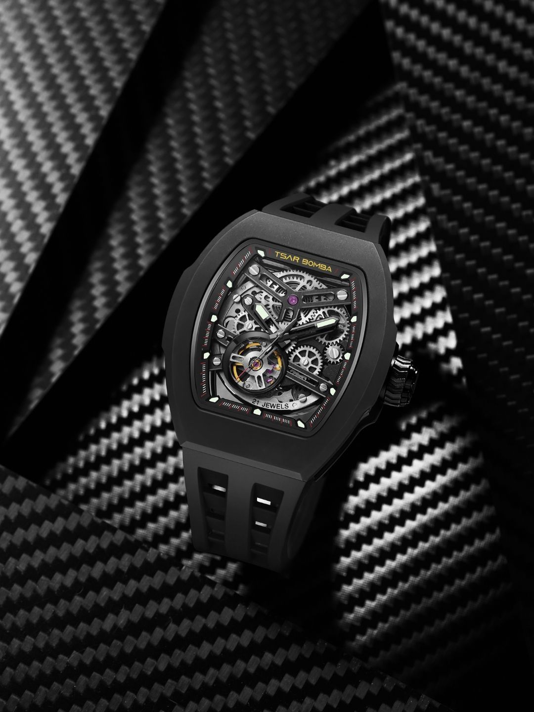 Tsar Bomba Men Skeleton Dial & Straps Analogue Automatic Motion Powered Watch TB8218.1_2FKM-03BK R-image-39
