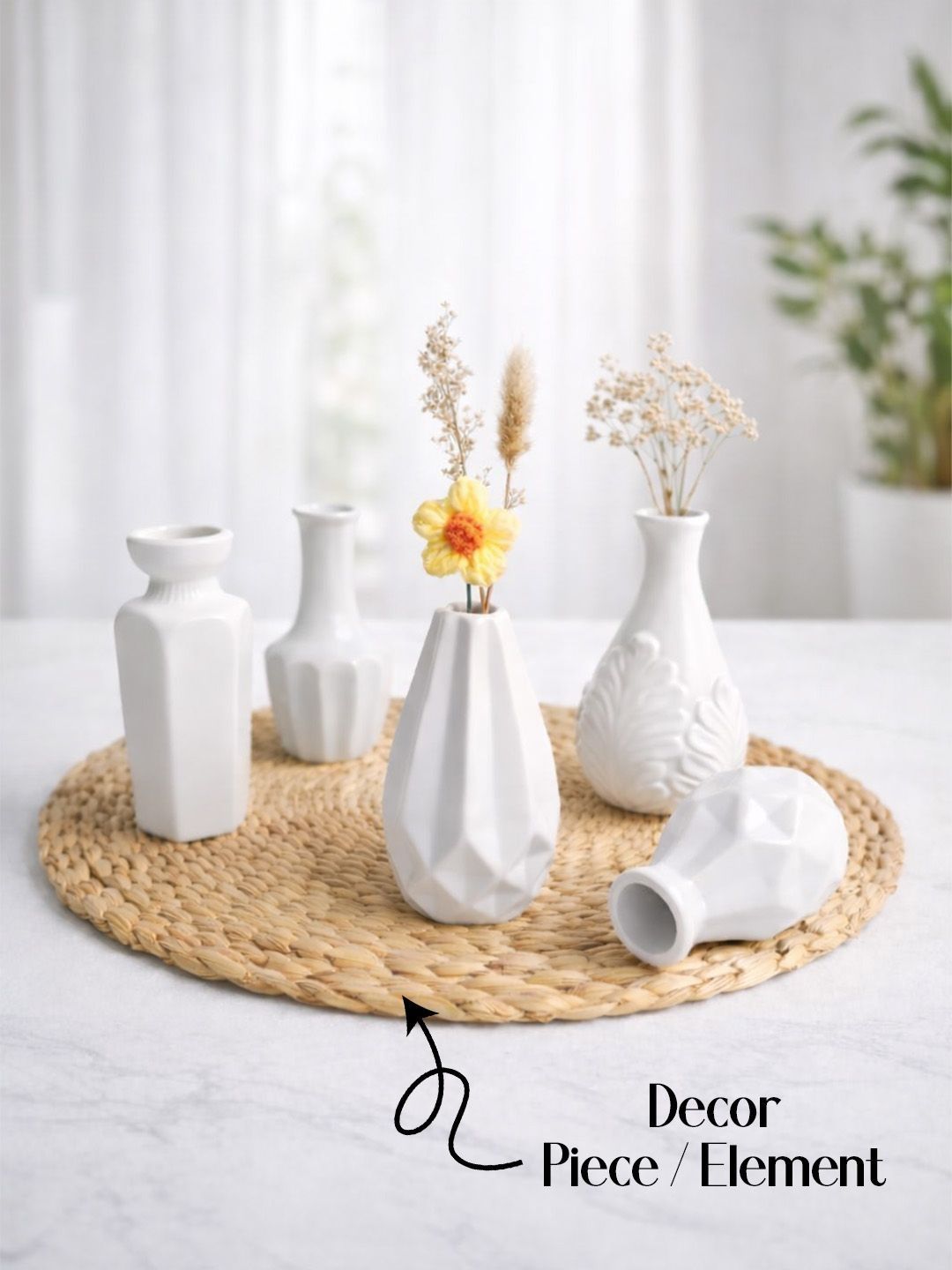 Art Street White 5-Pcs Ceramic Flower Vase-picture-30