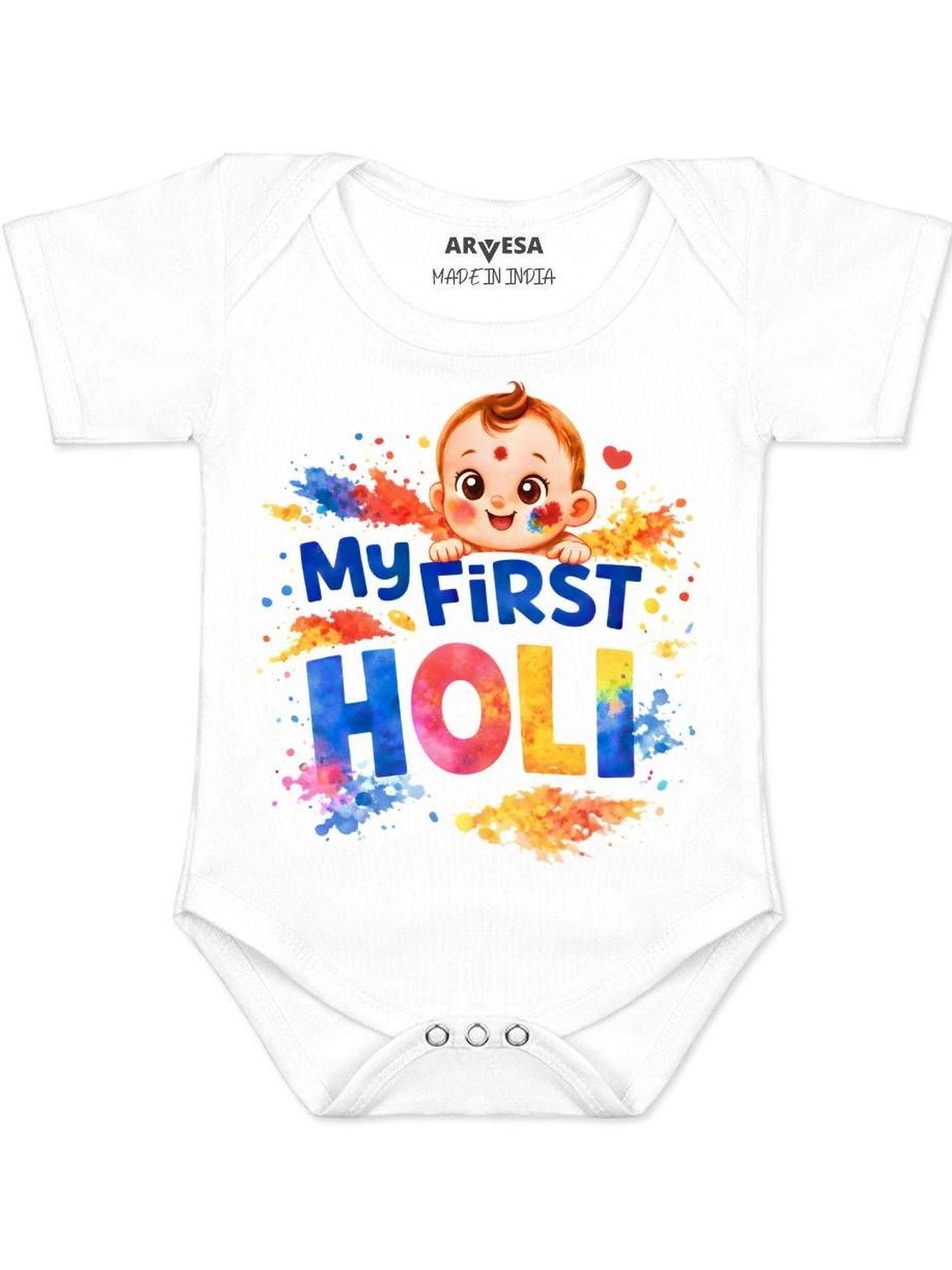 Arvesa Infants My First Holi Printed Romper
