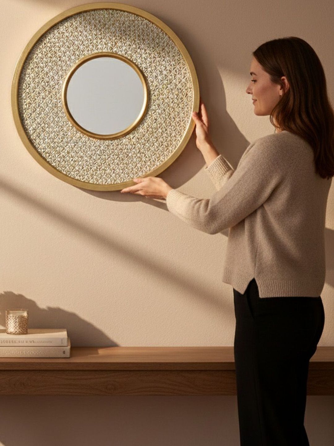 Art Street Brown Round Shape Mirror-picture-50