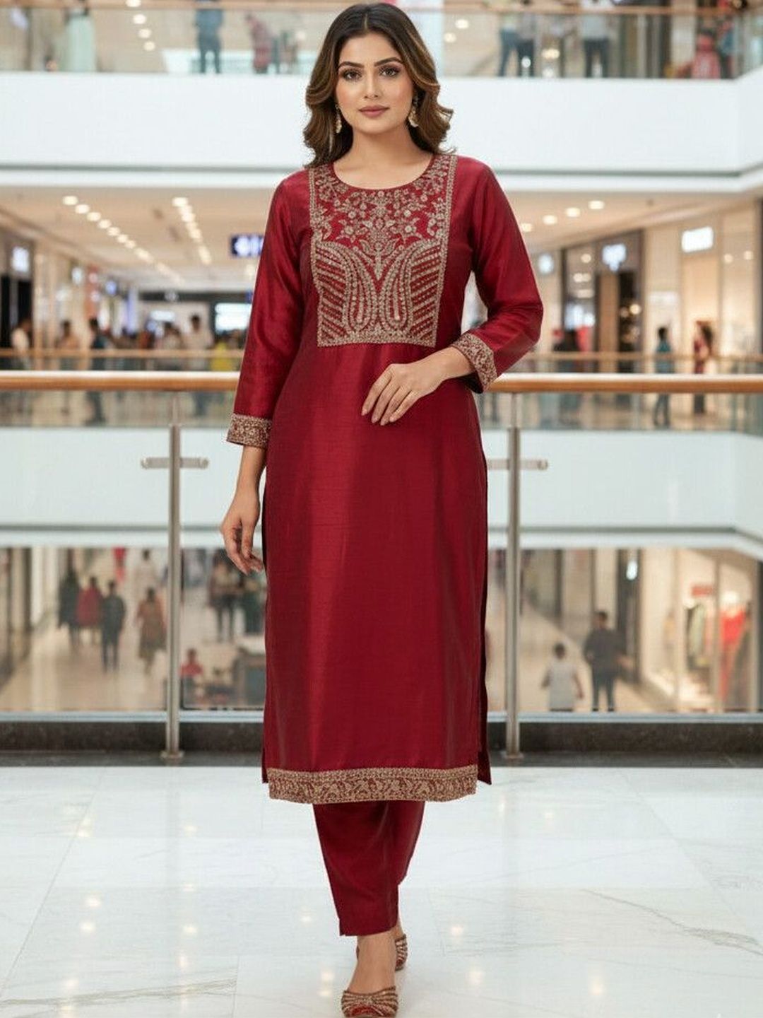 Mangalam Fashion Diva Ethnic Motifs Embroidered Thread Work Thread Work Kurti-picture-39