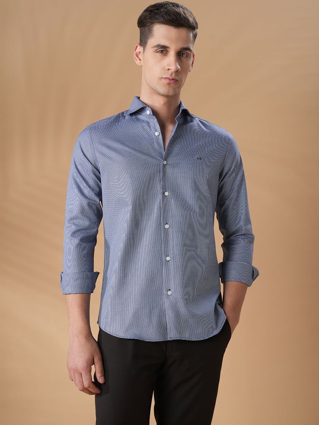 Aldeno Men Standard Slim Fit Micro Checks Casual Shirt-picture-27