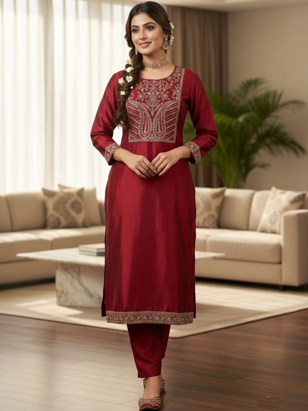 Mangalam Fashion Diva Ethnic Motifs Embroidered Thread Work Thread Work Kurti-picture-31