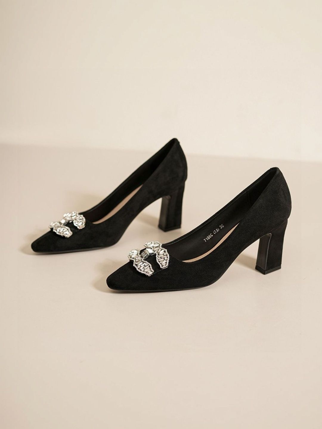 Ozzaro Suede Party Block Pumps-picture-13