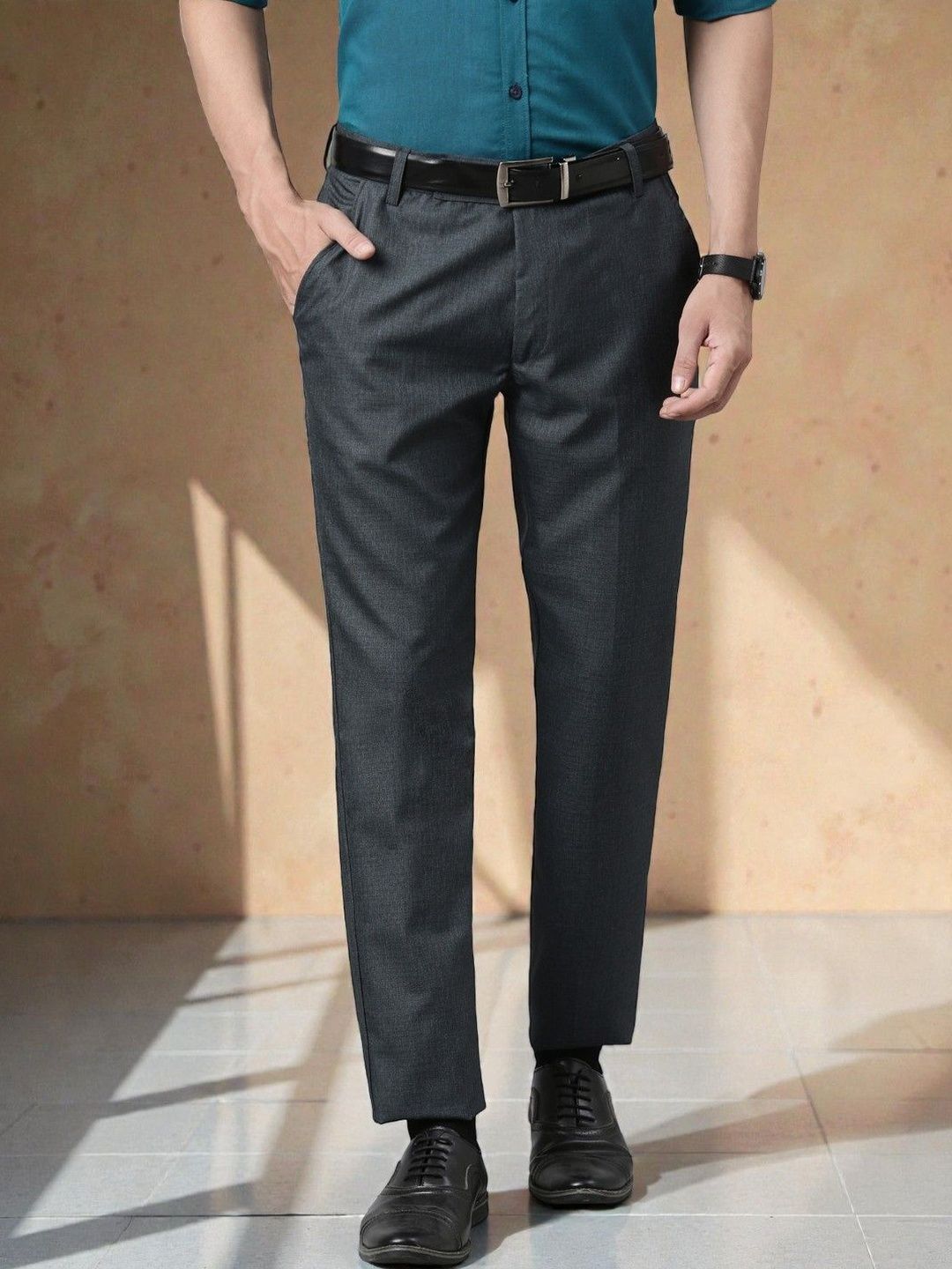 THE SOUL PATROL Men Smart Slim Fit Trousers-picture-30