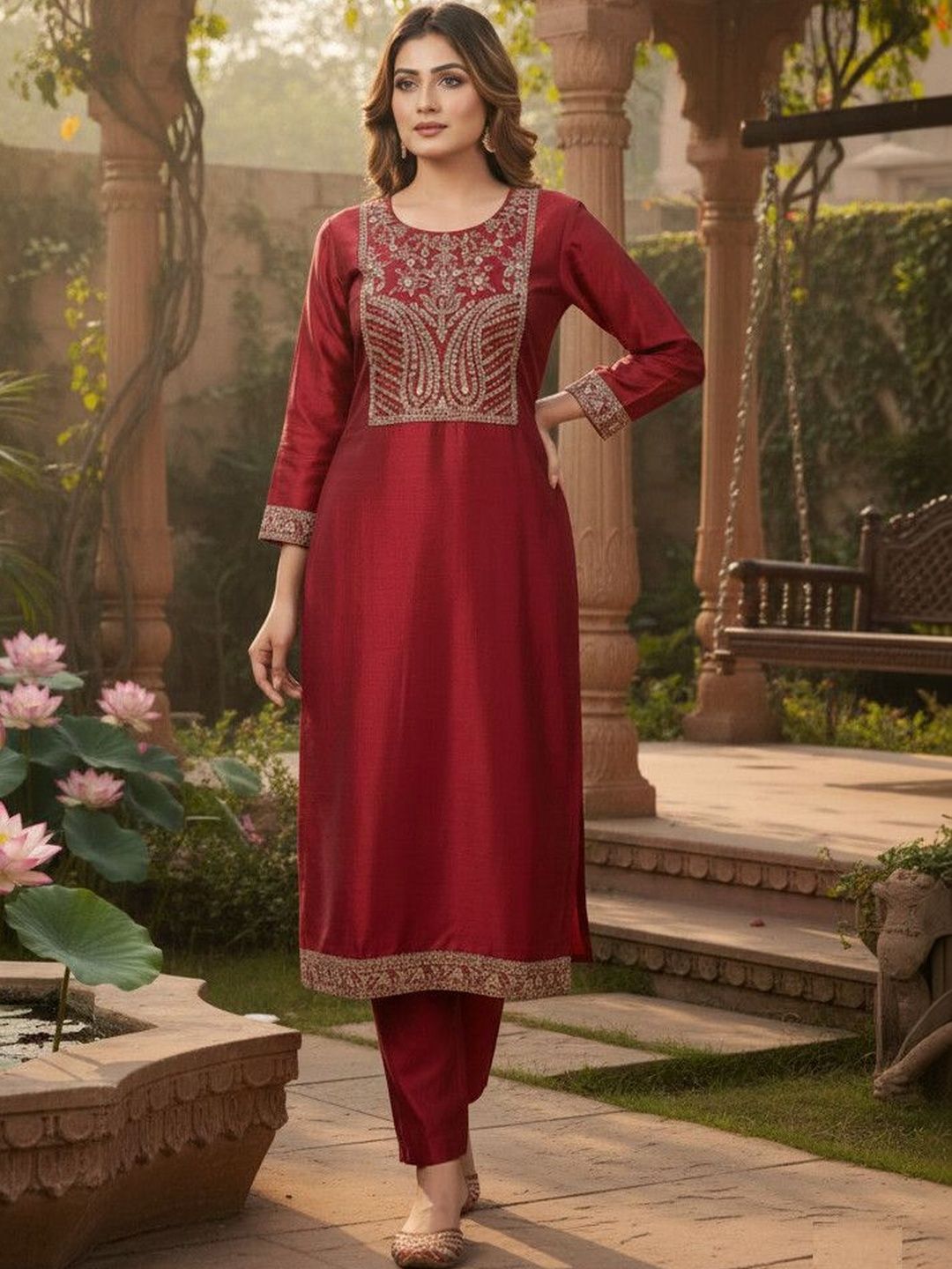 Mangalam Fashion Diva Ethnic Motifs Embroidered Thread Work Thread Work Kurti-picture-14
