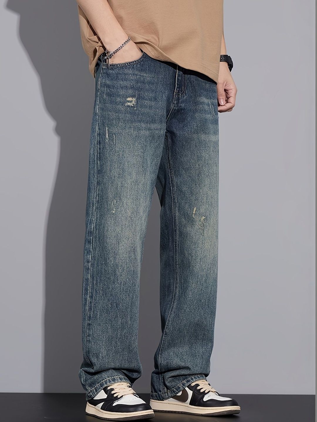 R.Code by The Roadster Life Co. Men Regular Fit High-Rise Mildly Distressed Light Fade Stretchable Jeans-picture-41