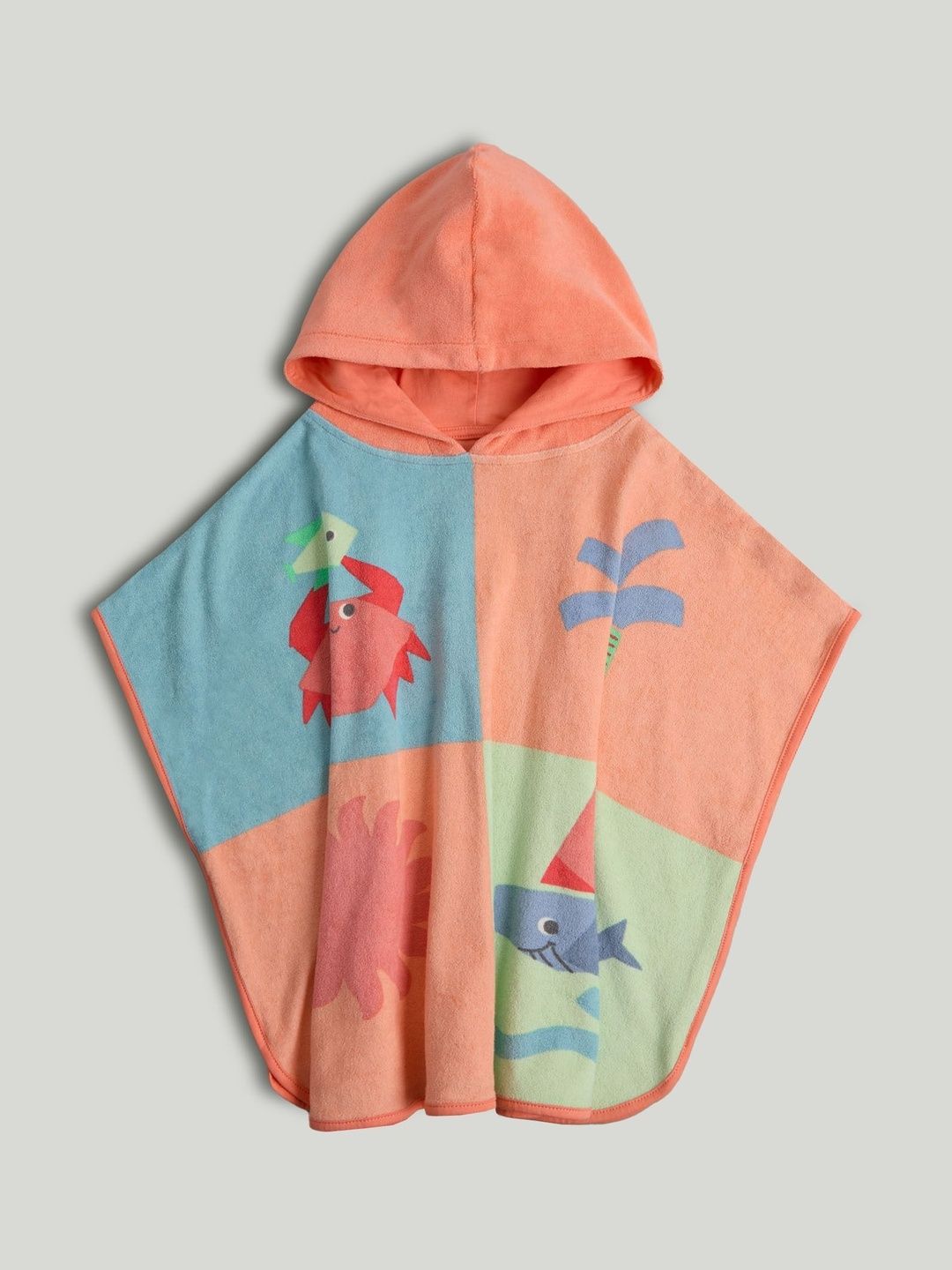 mothercare Multicoloured & Peach-Coloured 1 Printed Cotton 210 GSM Bath Towel-image-26