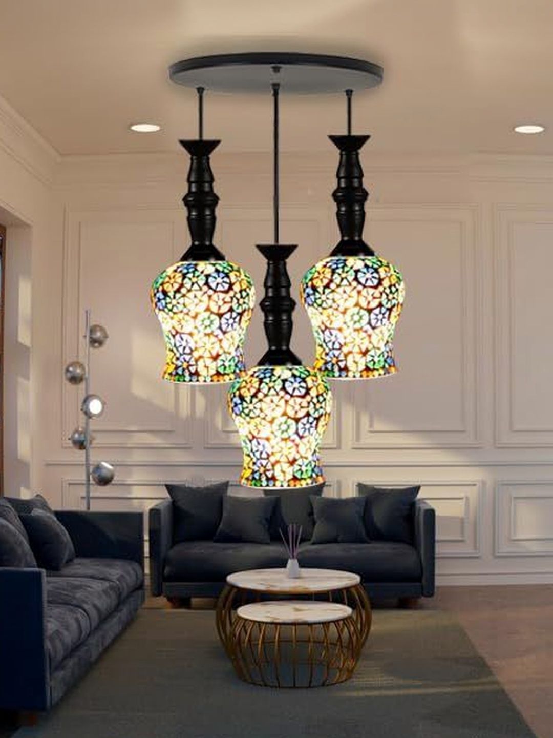 SWIATLO Multicoloured & Multicoloured Textured Traditional Ceiling Lamp-picture-29