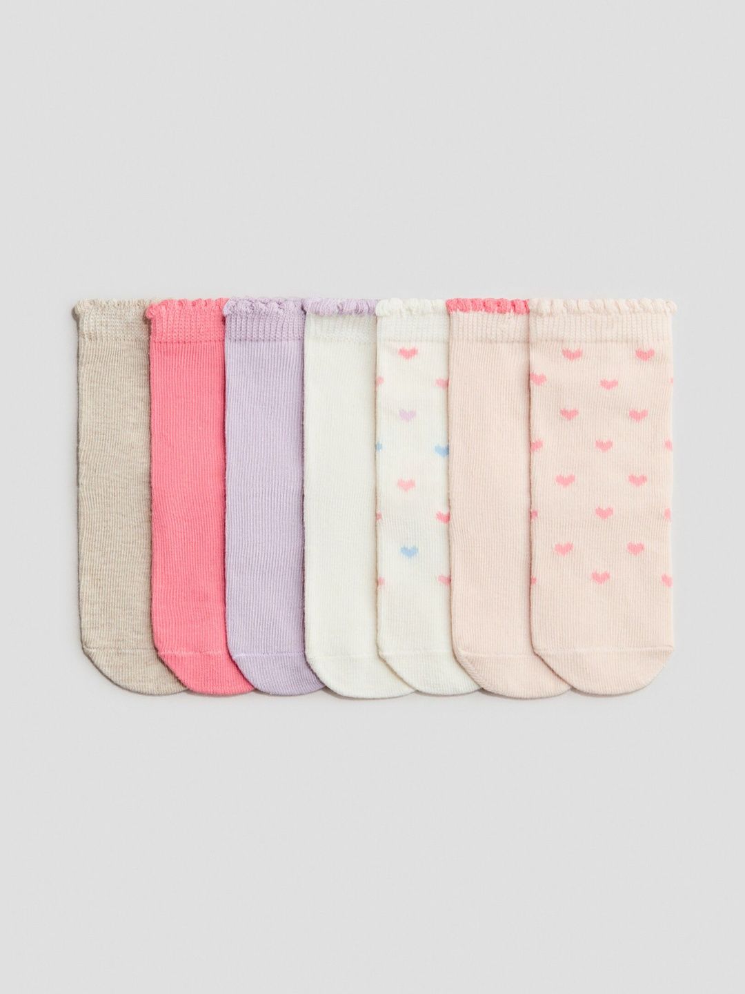 H&M Boys Pack of 7 Cotton Patterned Ankle Length Socks