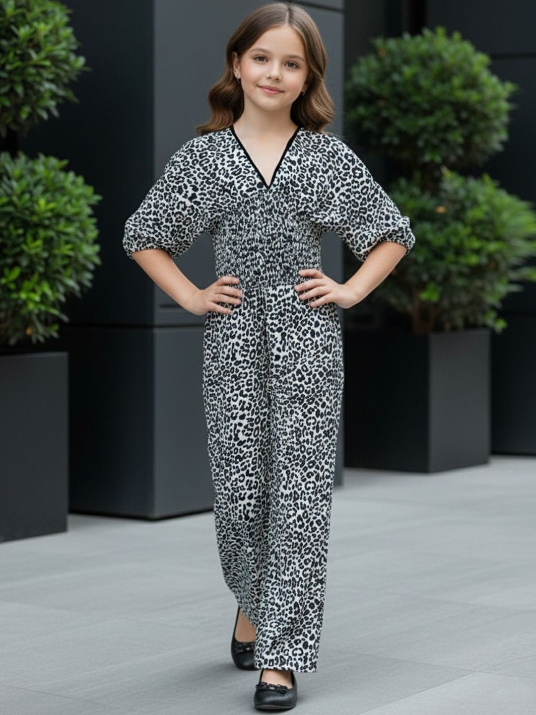 Cutiekins Girls Printed Basic Jumpsuit with Lace Inserts-picture-14