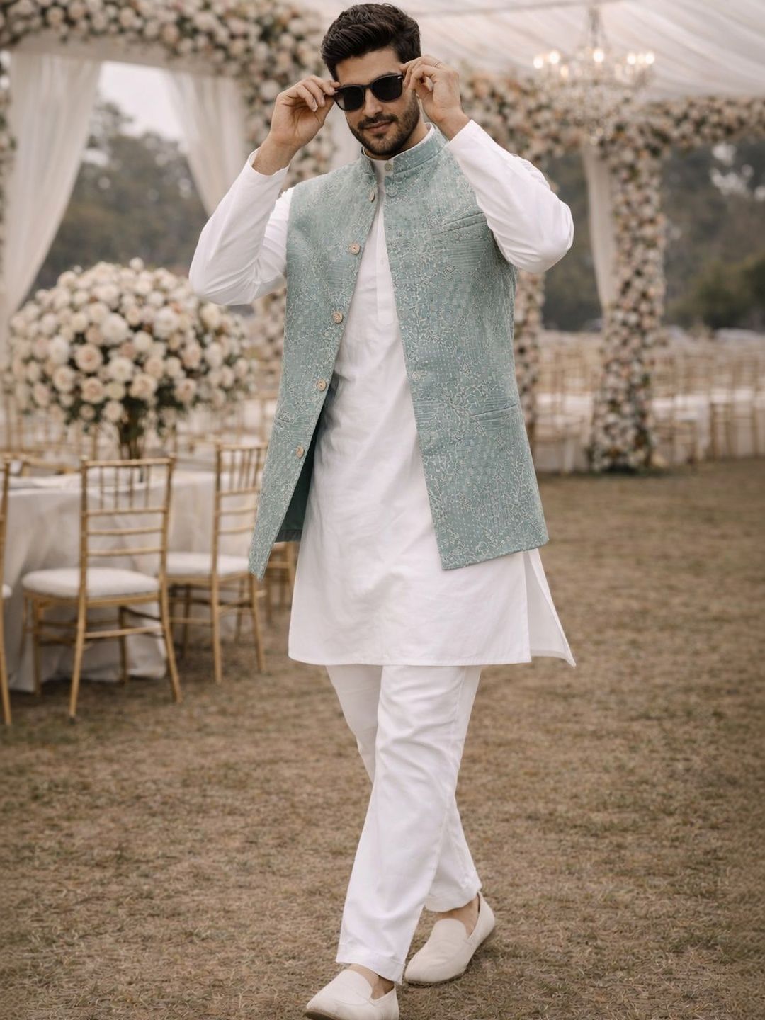 House of Pataudi Woven Design Woven Nehru Jackets-picture-56