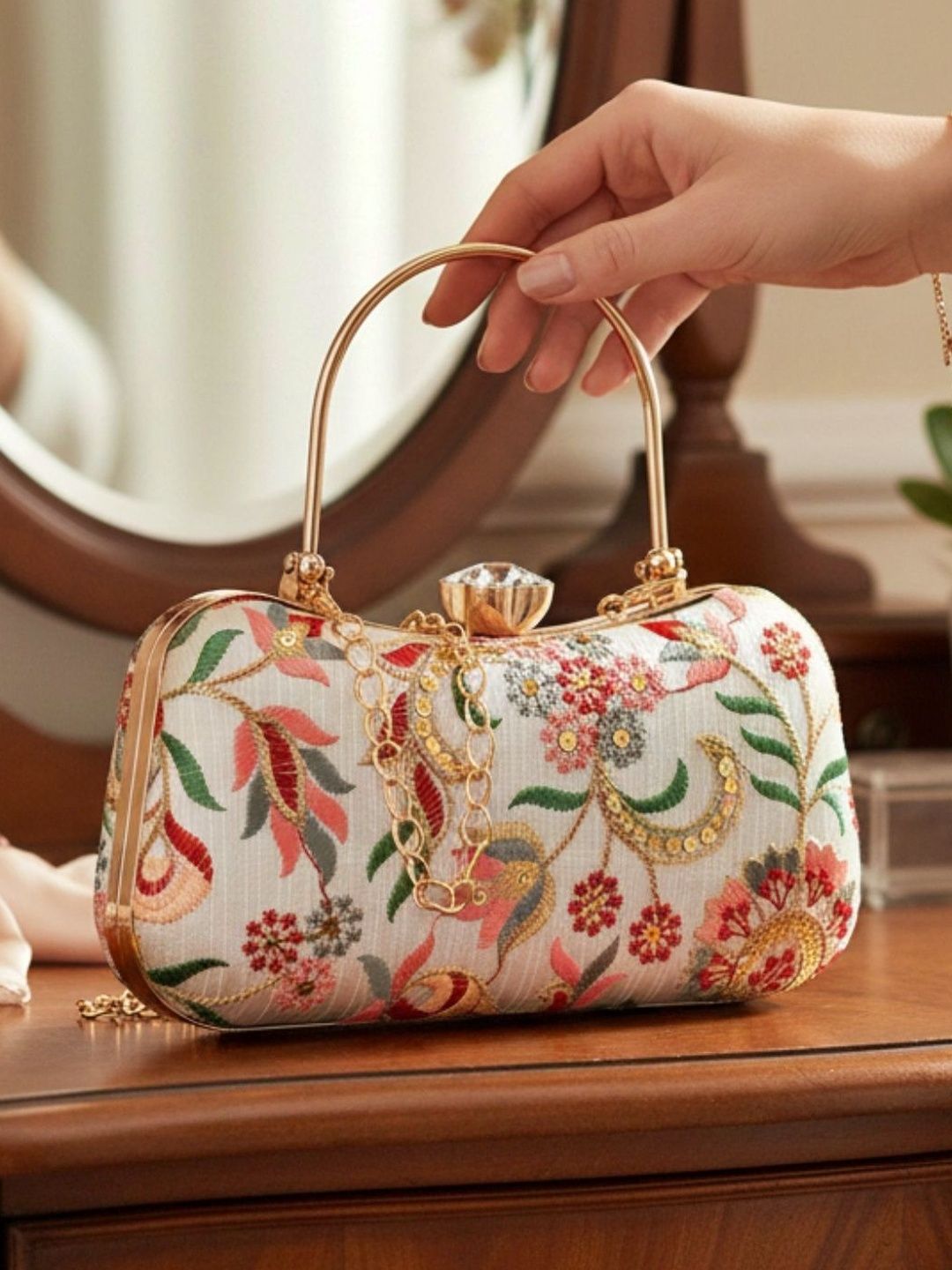 FOR THE BEAUTIFUL YOU Embroidered Box Clutch-picture-46