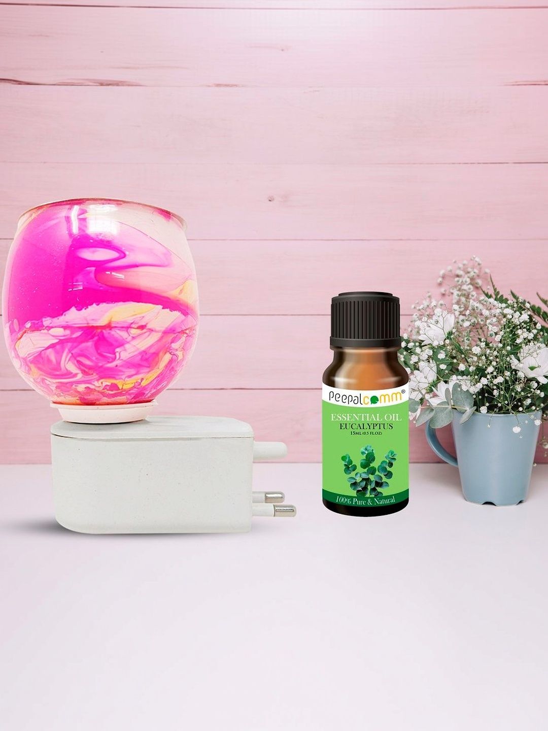 PEEPALCOMM Set Of 2 Marble-Printed Electric Aroma Oil Diffuser With Essential Oils-picture-17