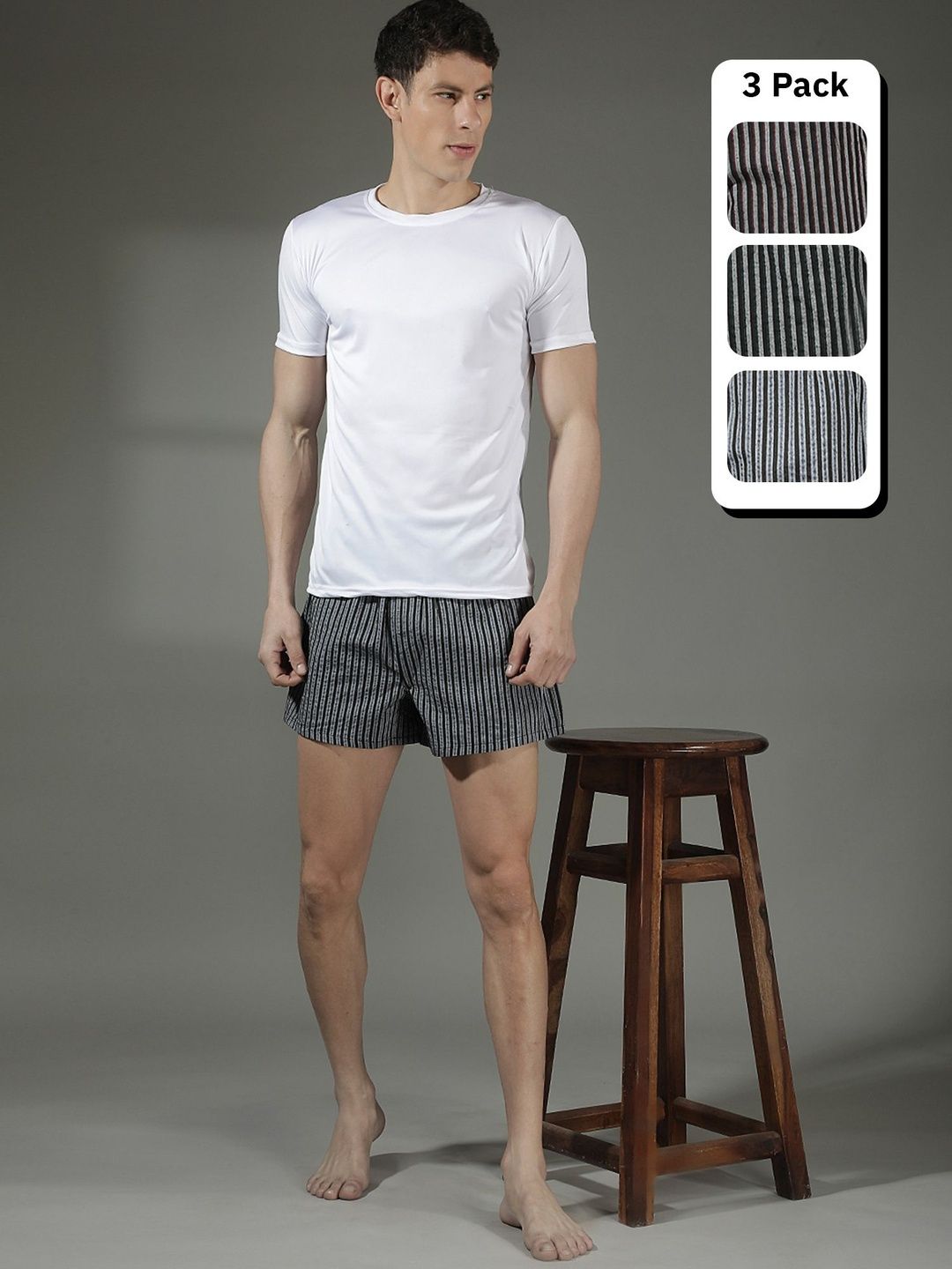 Dollar Pack of 3 Striped Mid-Rise Boxers-picture-58