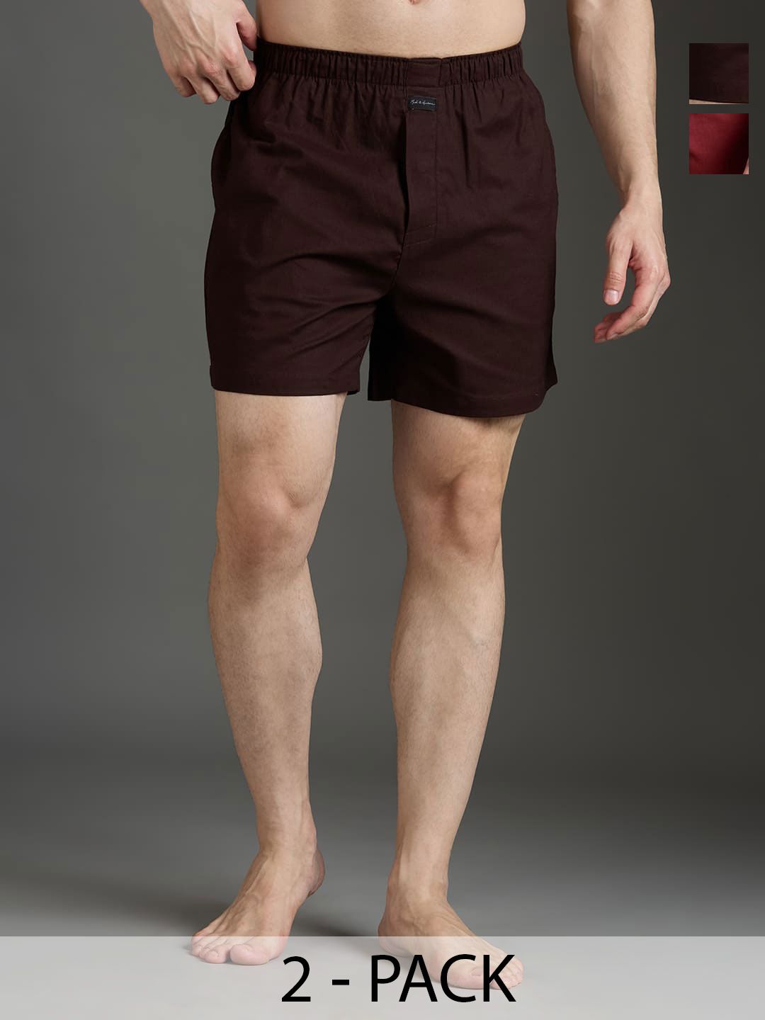 Mast & Harbour Men Pack Of 2 Pure Cotton Mid-Rise Boxer-image-39