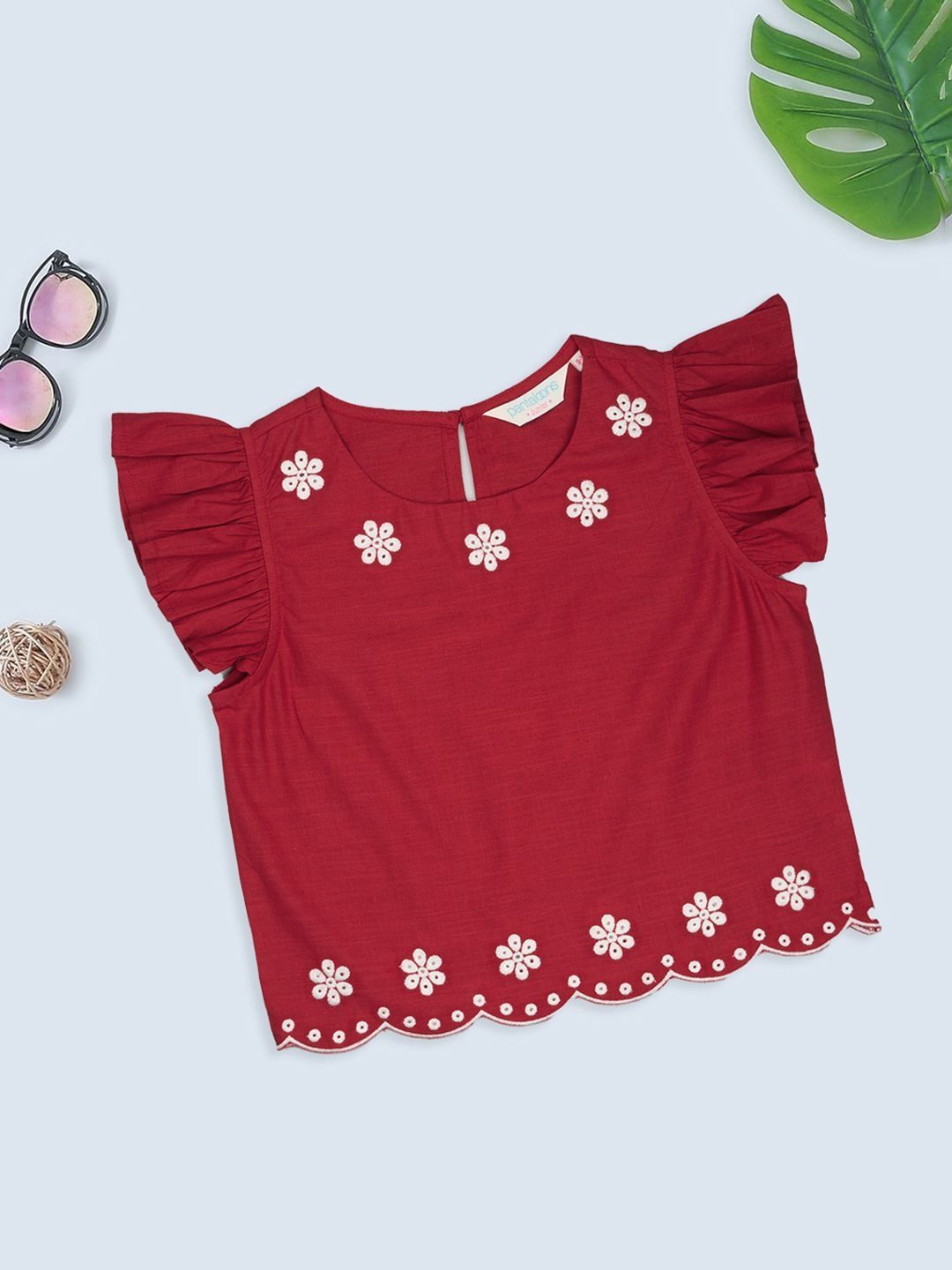 AKKRITI BY PANTALOONS Girls Embroidered Cotton Top-picture-11