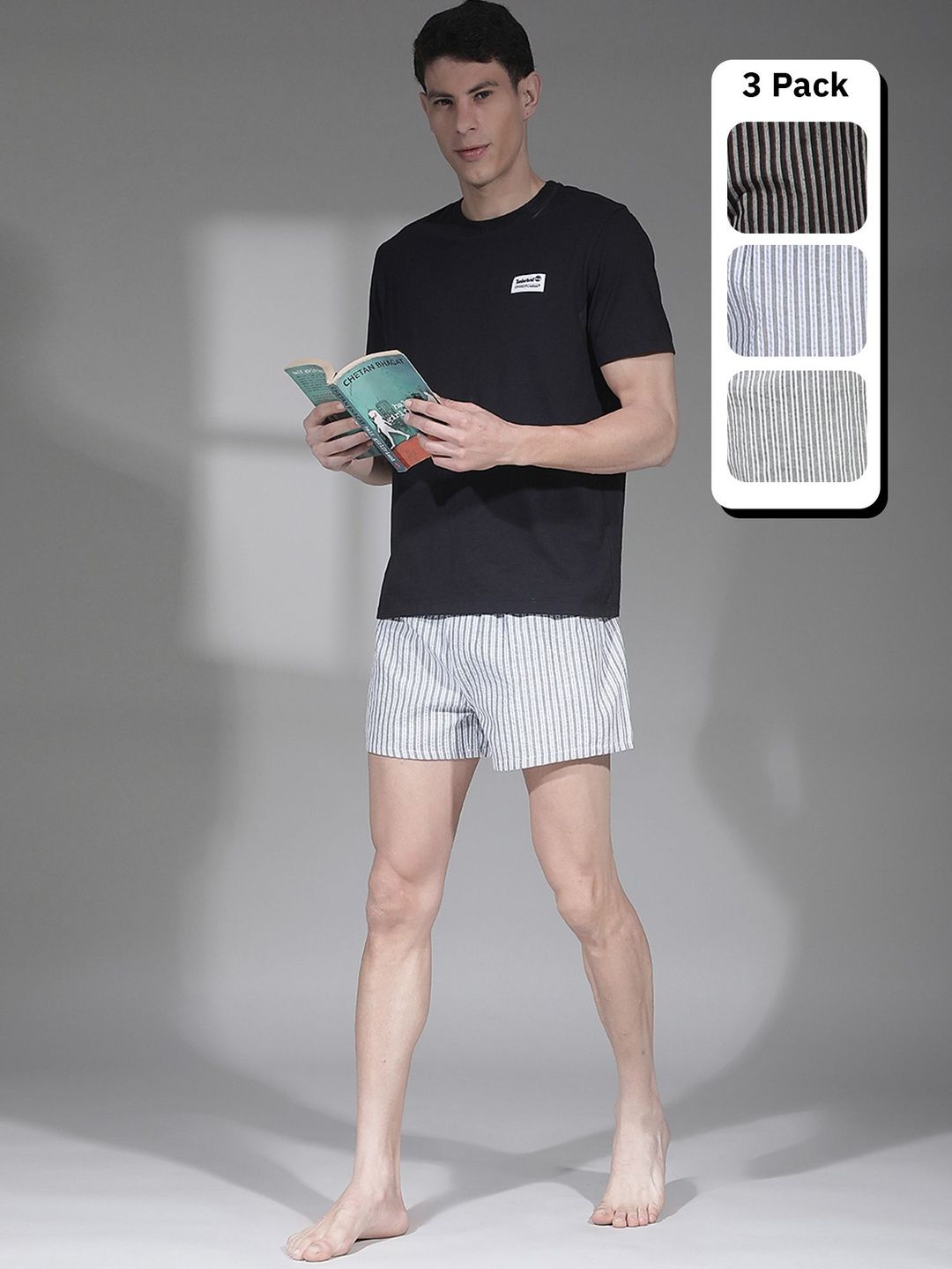 Dollar Pack of 3 Striped Mid-Rise Boxers-picture-24