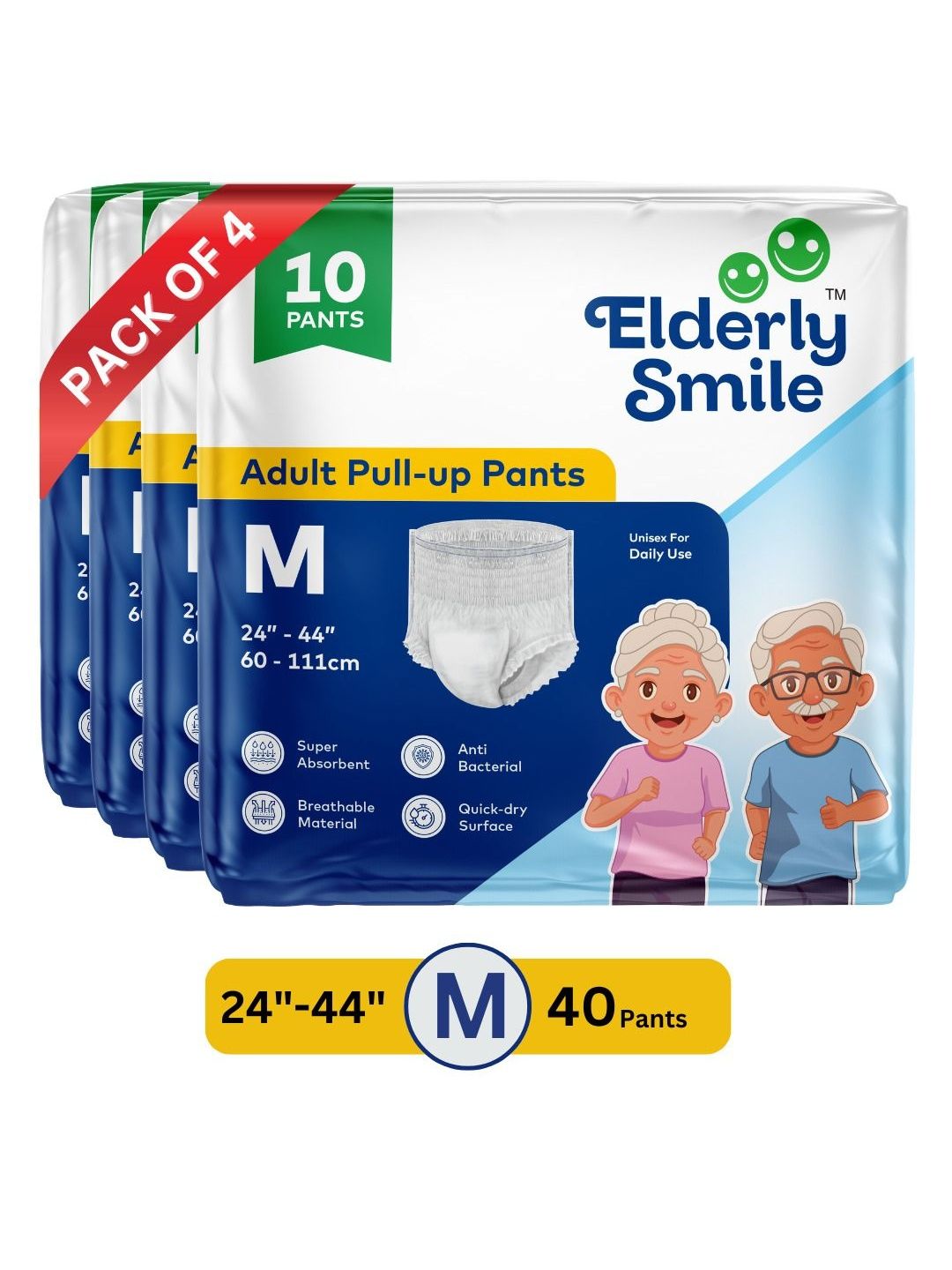 Elderly Smile Set Of 4 Adult Pull Up Pants - M - 10 Pcs Each-picture-39