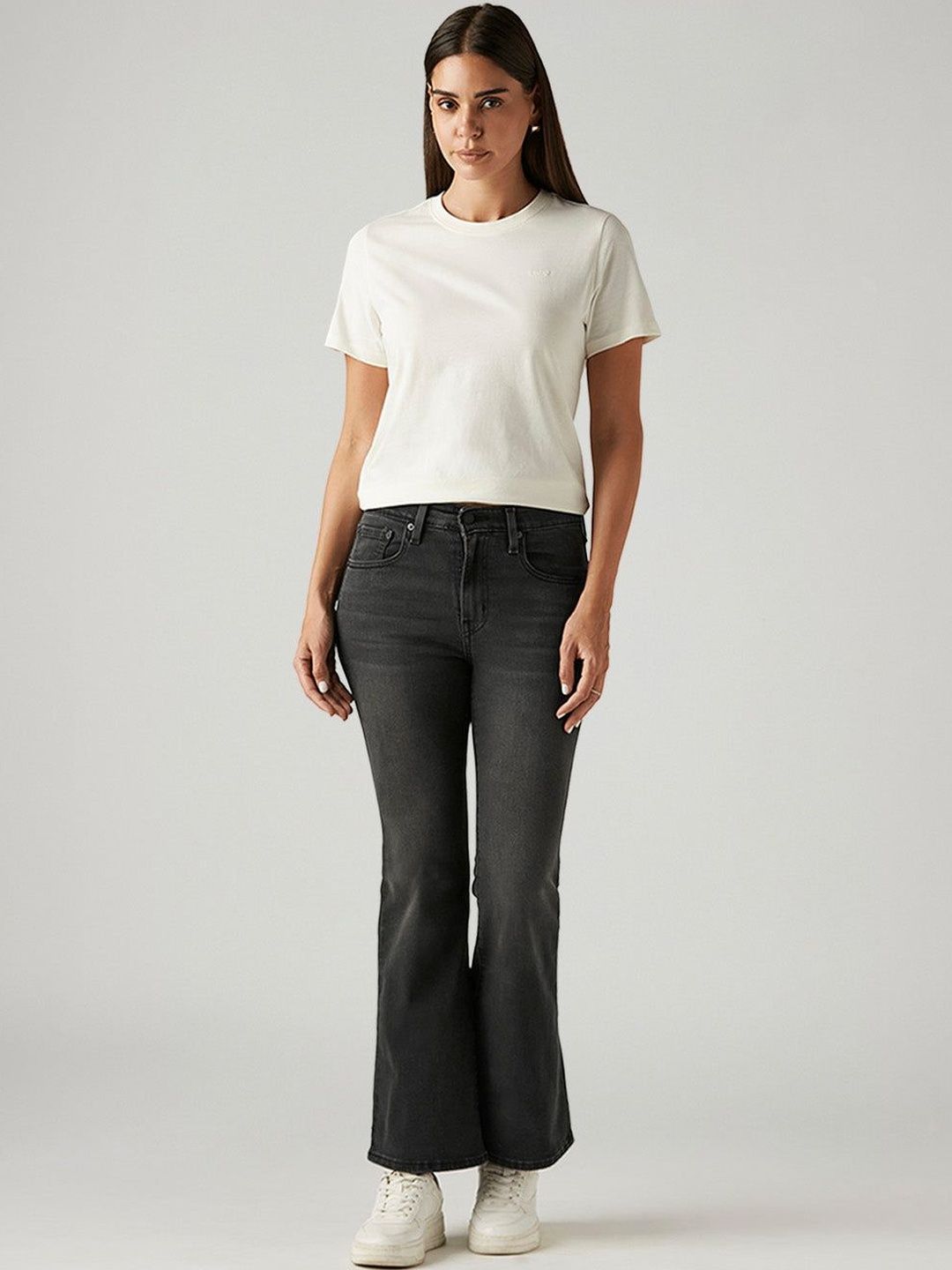 Levis Women Classic Flared High-Rise Light Fade Stretchable Jeans-picture-31