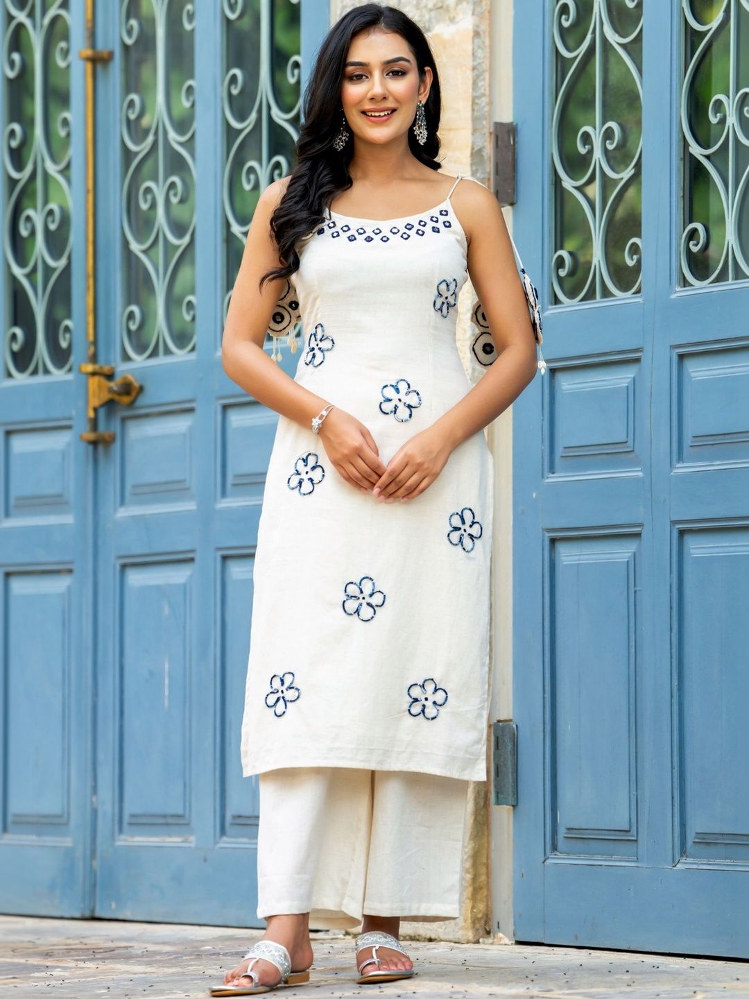 GAYRAA Women Floral Printed Regular Pure Cotton Kurta with Palazzos-picture-33