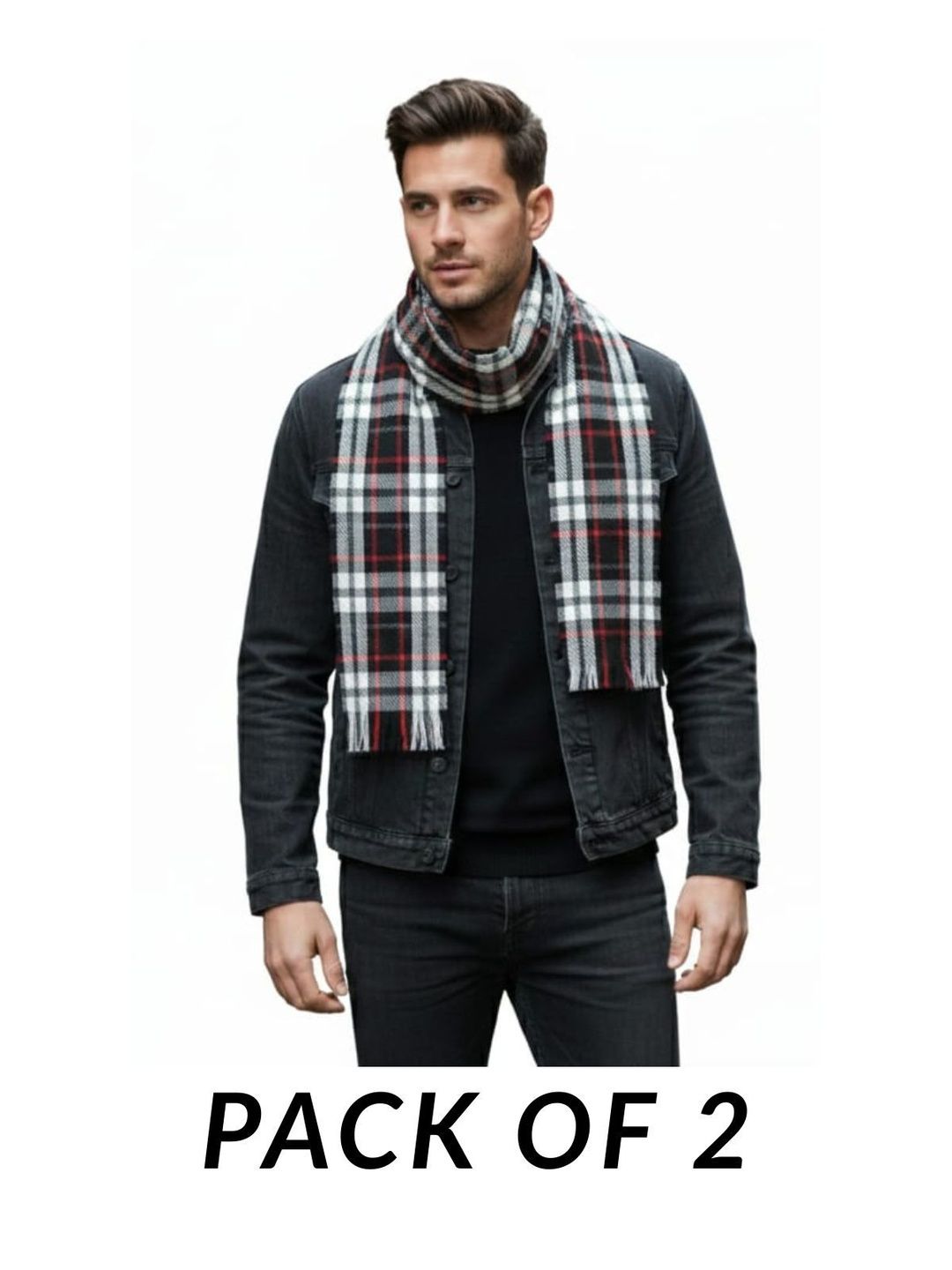 YAQR Men Checked Merino Wool Mufflers-picture-30