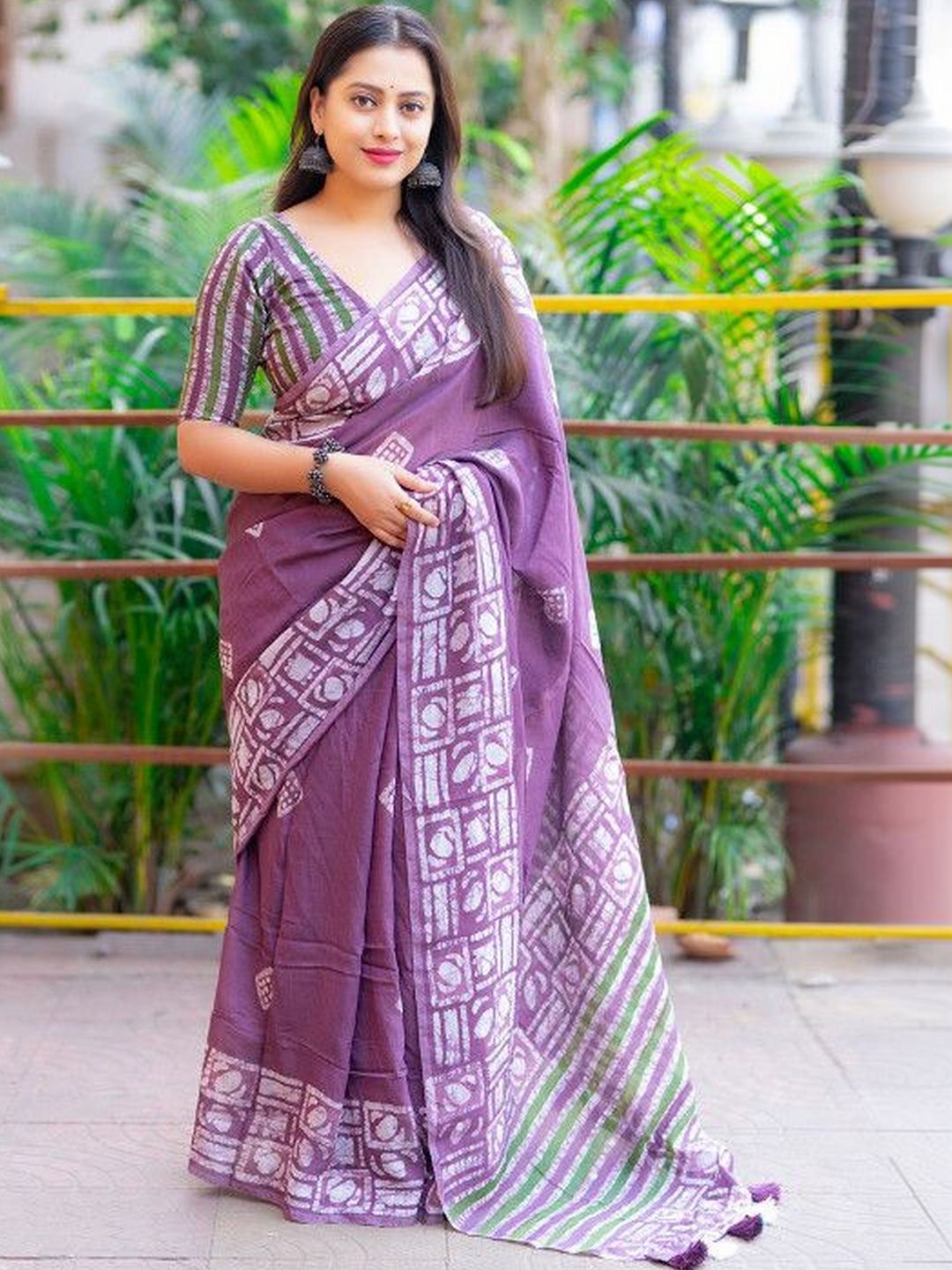 Moda Rapido Batik Pure Cotton Ikat Saree-picture-50