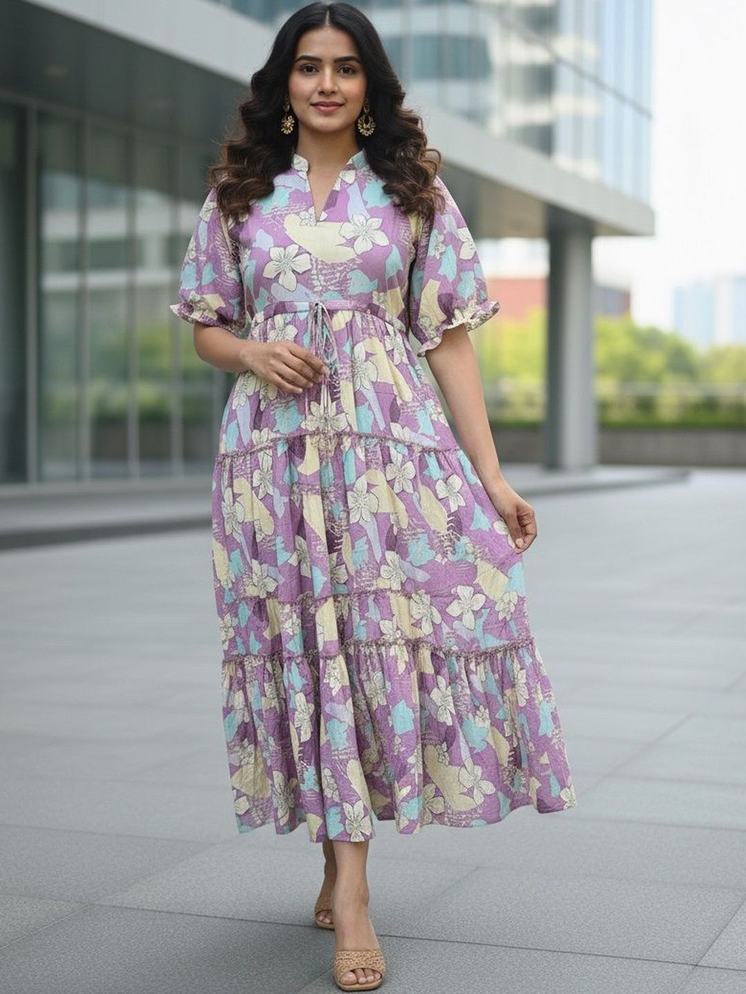 ZIVRAA Floral Printed Tiered Kurti-picture-21