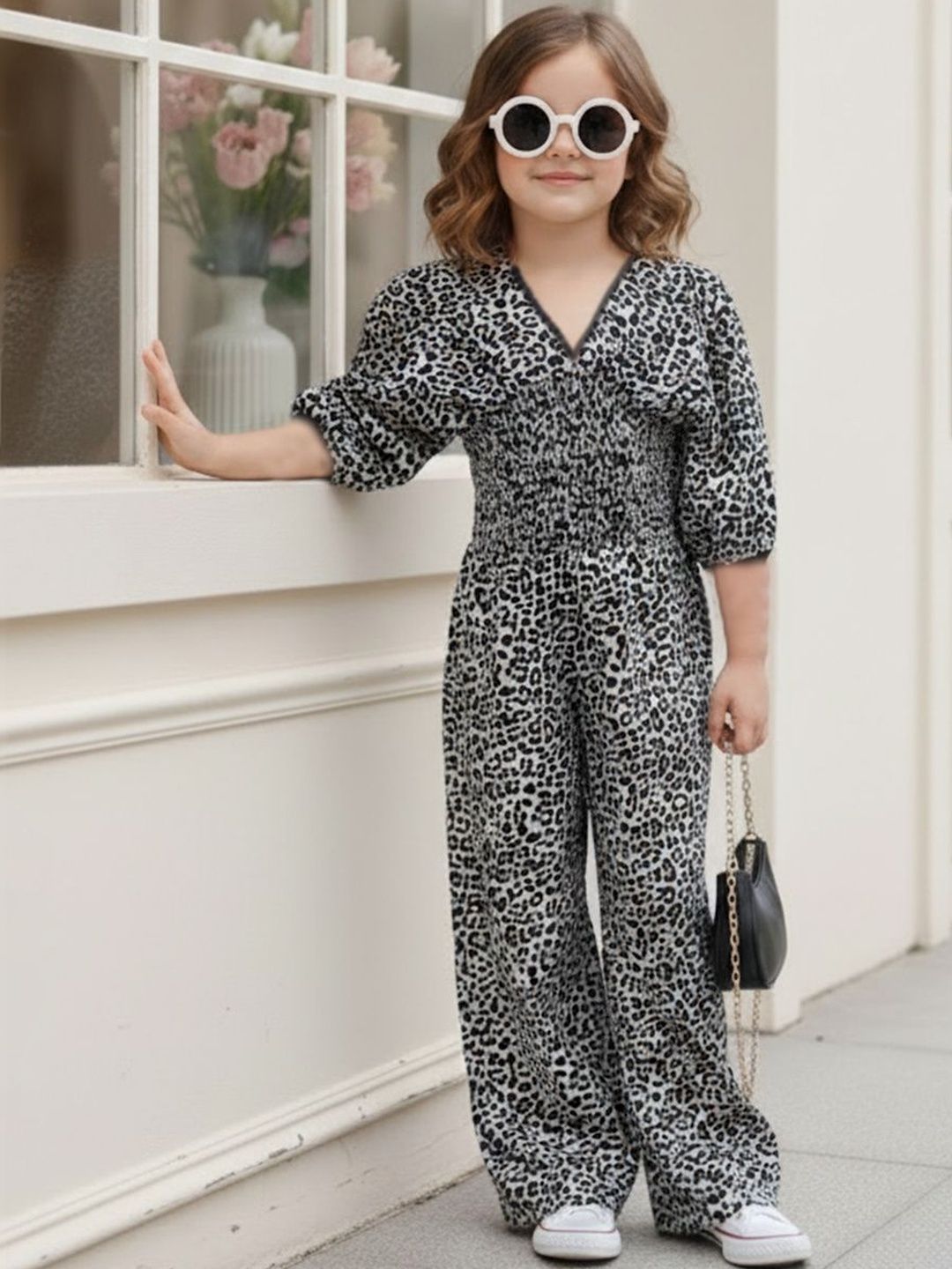 Cutiekins Girls Printed Basic Jumpsuit with Lace Inserts-picture-32