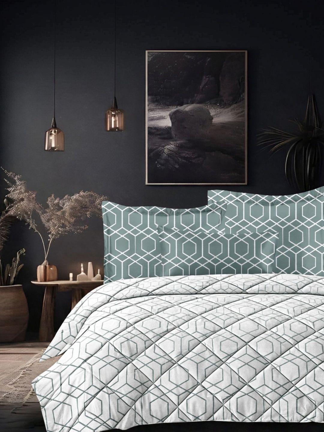 Sleeping Owls Green & White Cotton 4 Piece Double King Fine Bedding Set-image-28