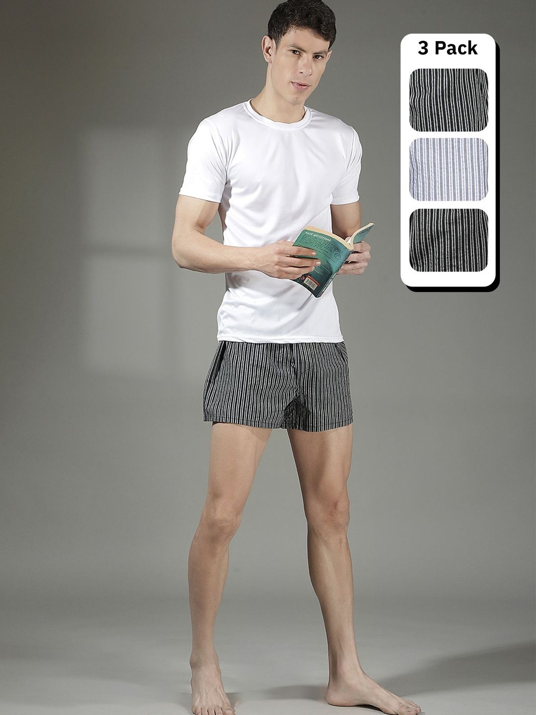 Dollar Pack of 3 Striped Mid-Rise Boxers-picture-56