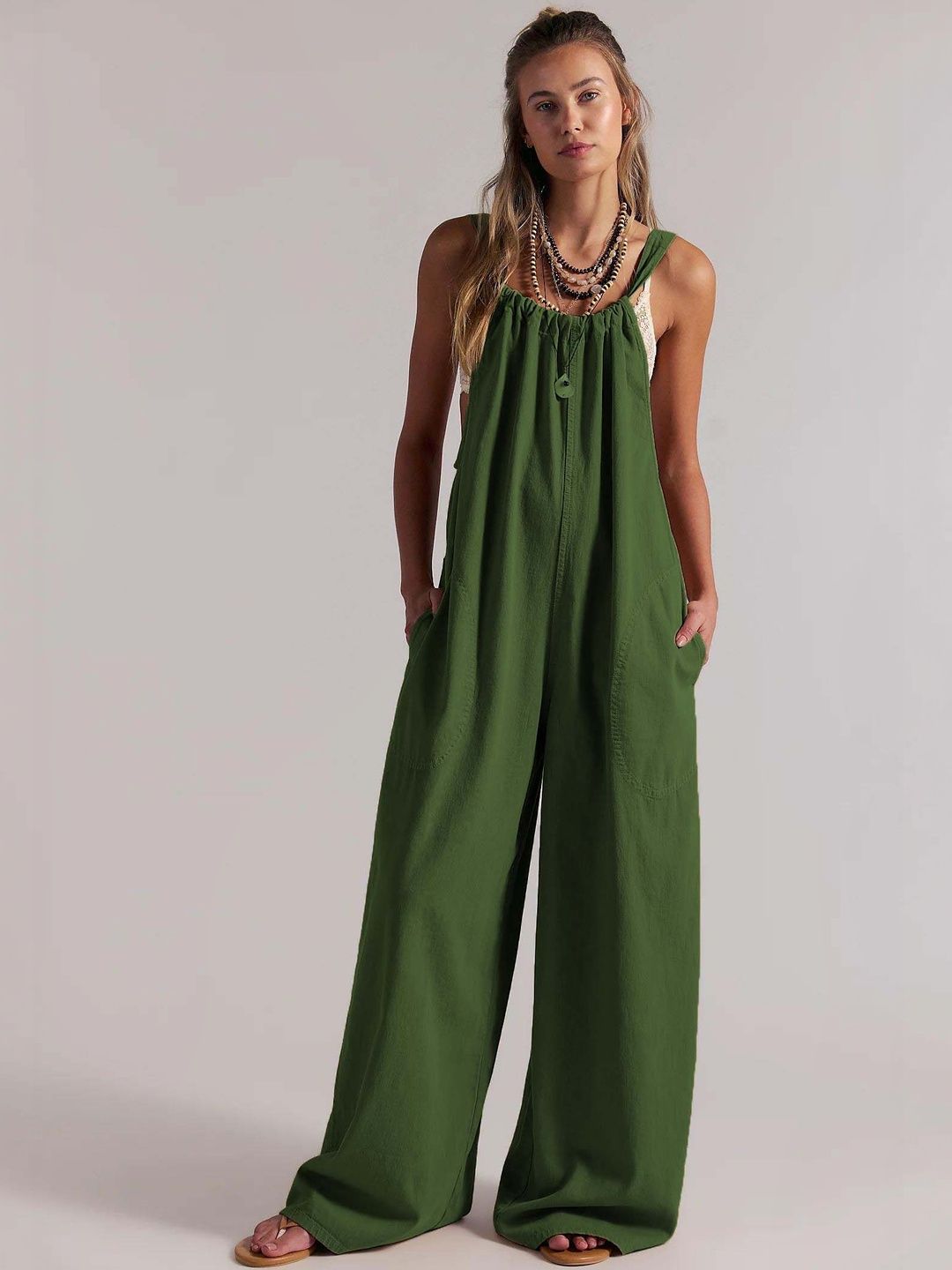 Kotty Women Solid Sleeveless Wide-Leg Jumpsuit-picture-26