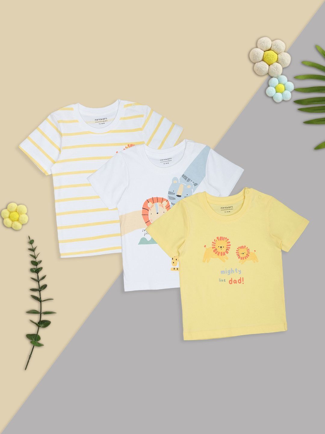 Pantaloons Baby Boys Pack of 3 Printed Cotton Tshirts