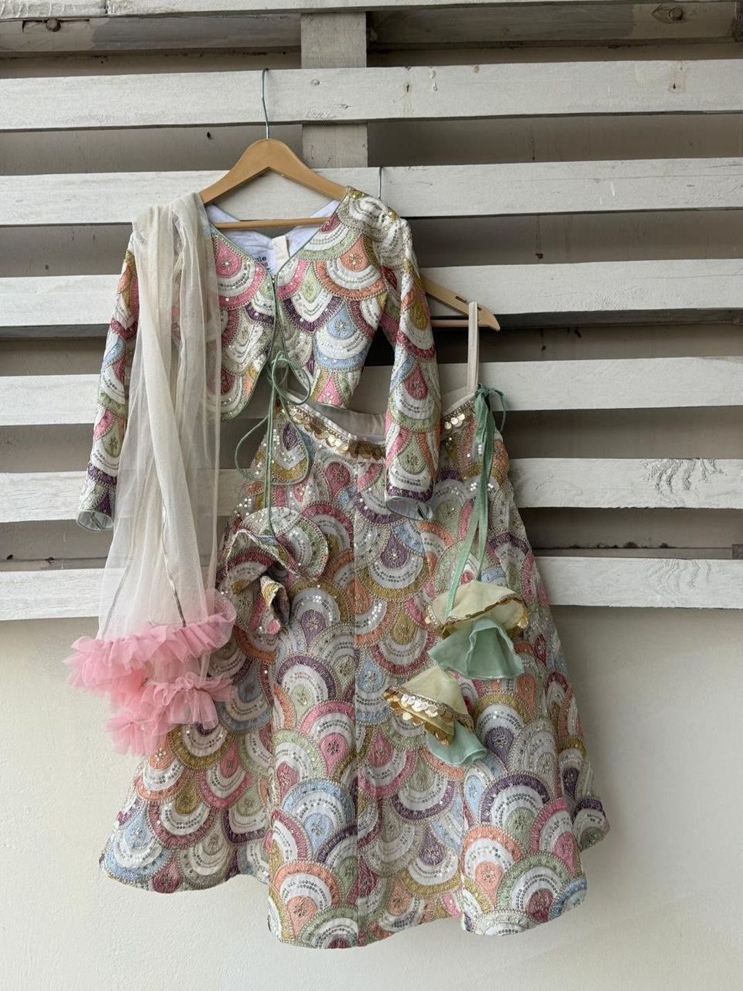 The Little Tales Girls Embellished Sequinned Semi-Stitched Lehenga & Blouse With Dupatta-picture-20