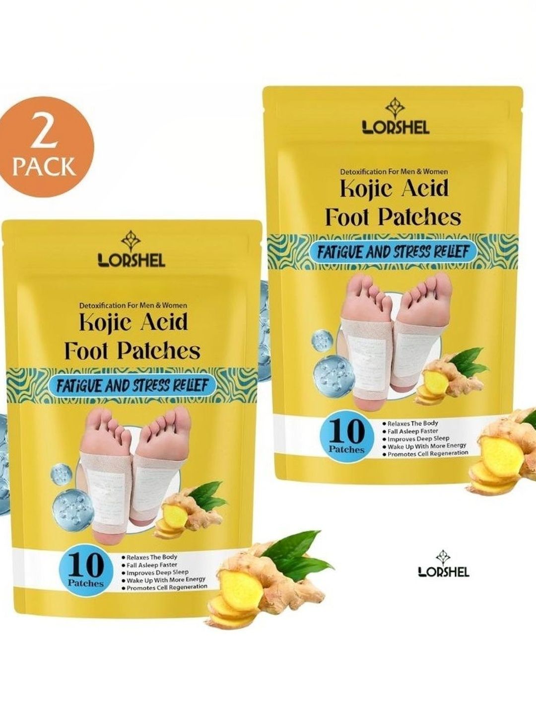 lorshel Kojic Detox Foot Patches Natural Energy Boost -2 Pcs-picture-46