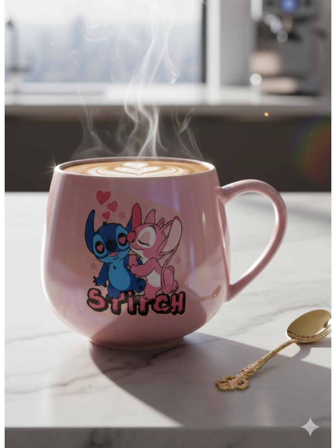 RUHANI HOMES Pink Printed Ceramic Glossy Mugs Set of Cups and Mugs