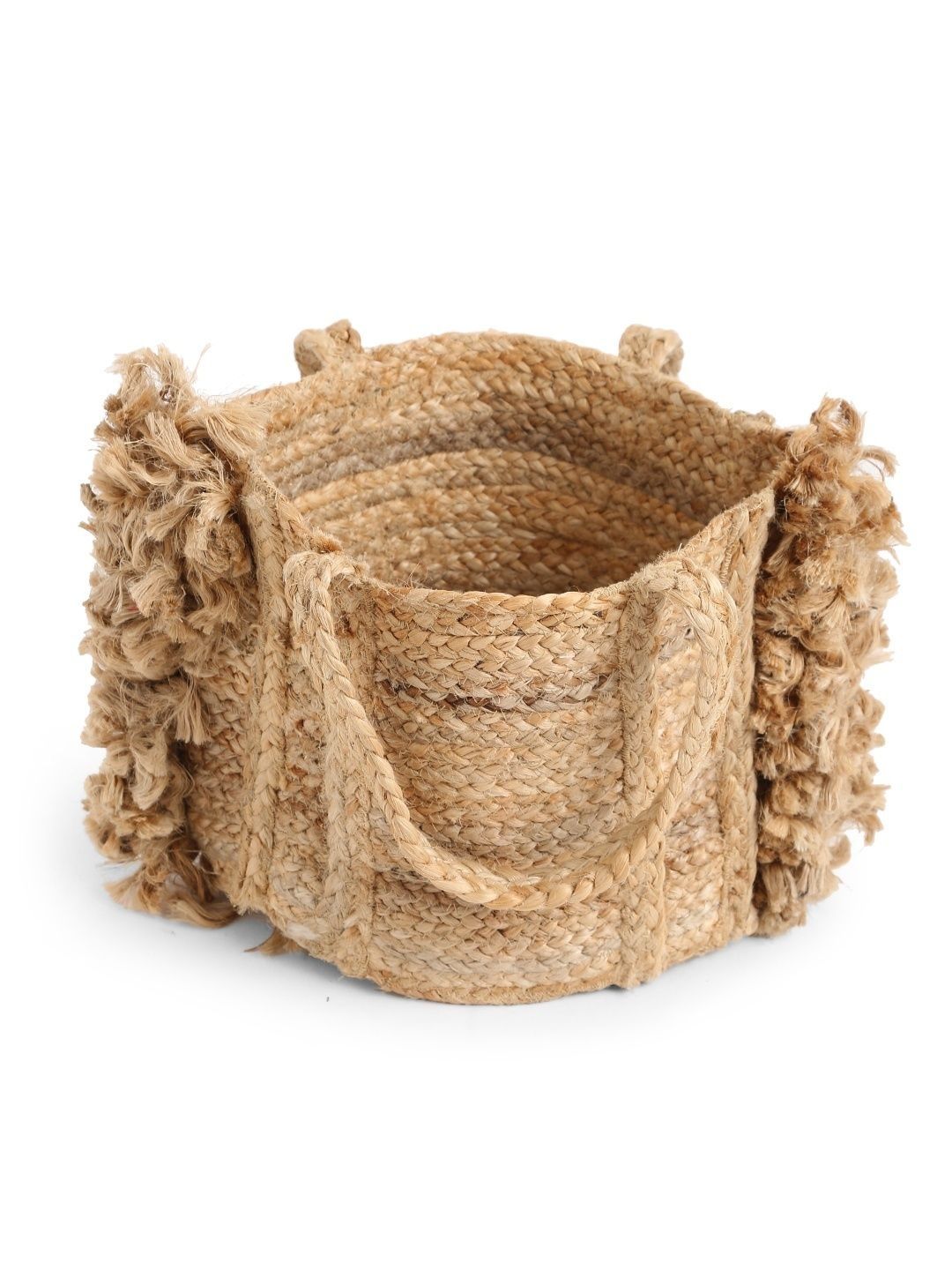Revive Home Brown Textured Jute Laundry Bag-image-20