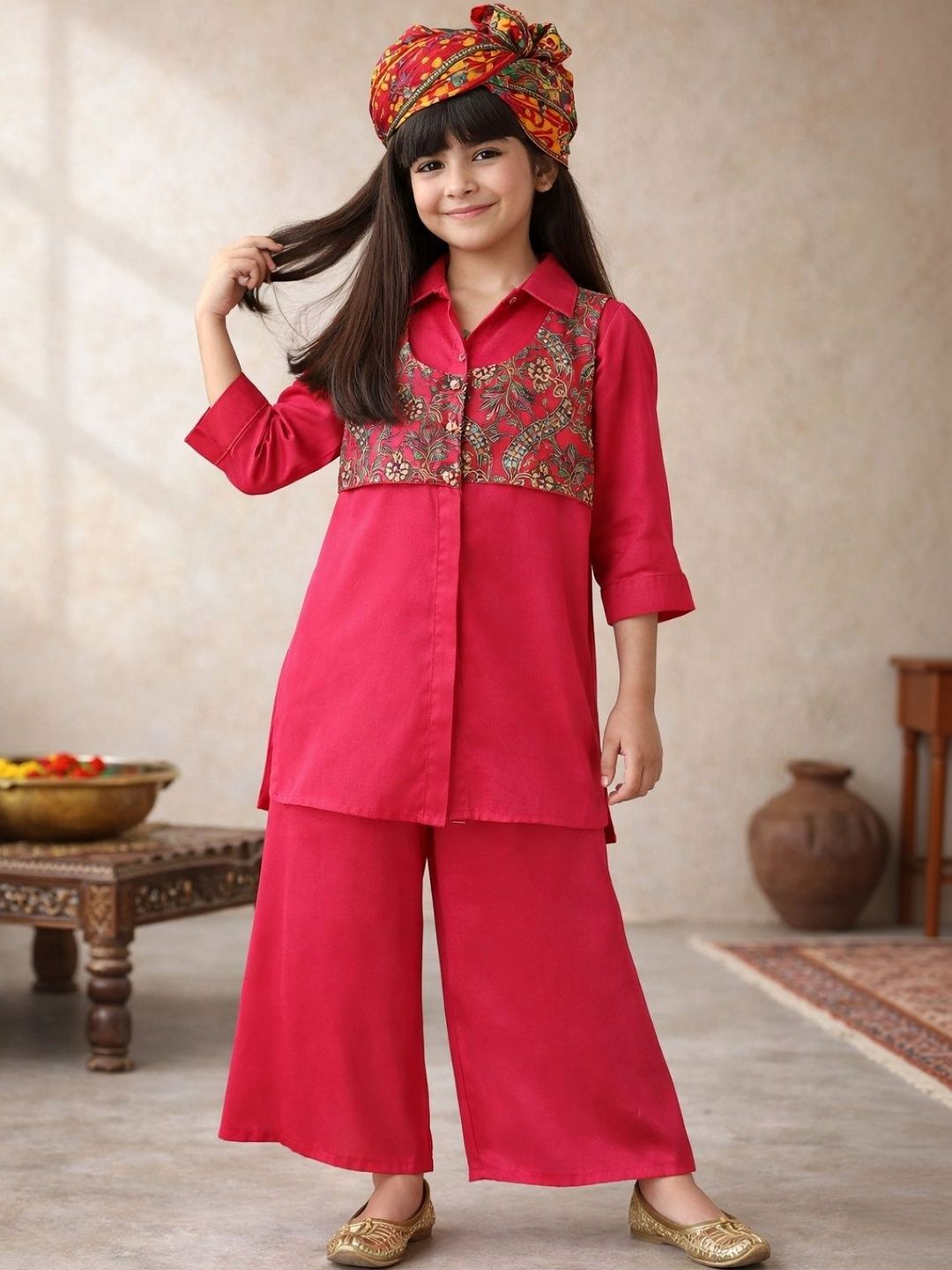 TALES & STORIES Girls Ethnic Motifs Kurta with Palazzos-picture-22