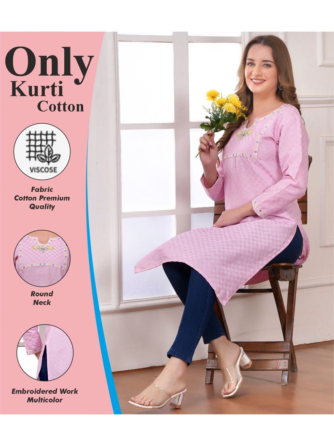 CENSAL Embroidered Thread Work Thread Work Kurti-picture-29