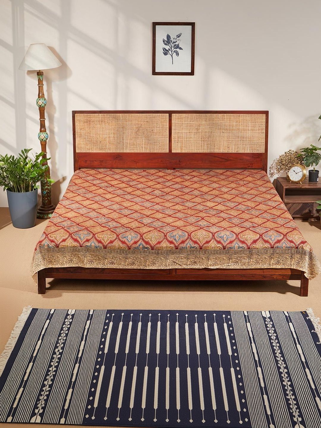 Fabindia Red & Orange Printed Cotton Bed Covers-image-42