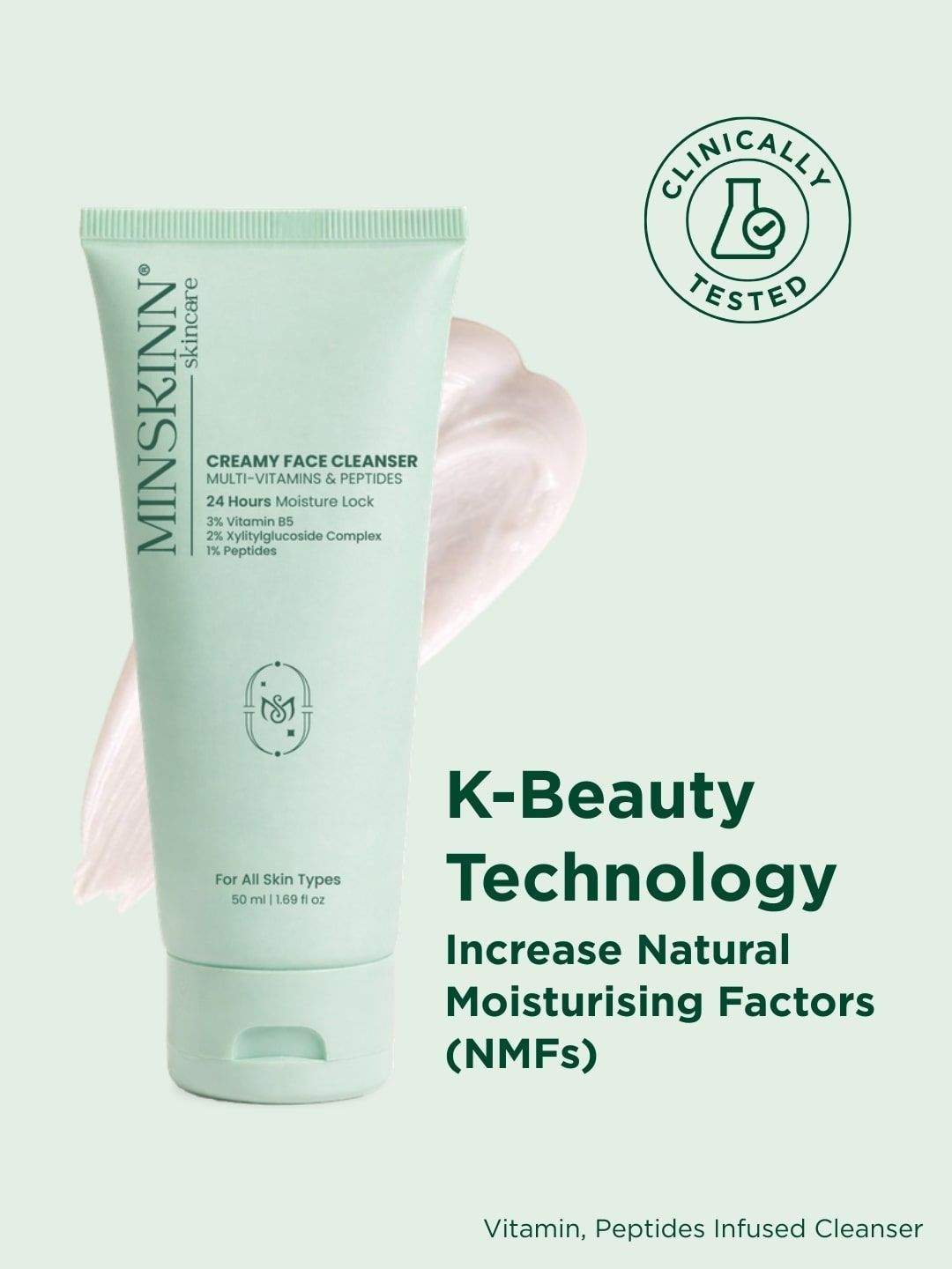 Minskinn Skincare Multivitamin Creamy Cleanser With Mugwort & Niacinamide - 50 ml