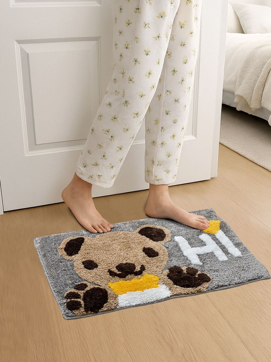FABINALIV Grey & Beige Patterned Anti-Skid Doormat-picture-16