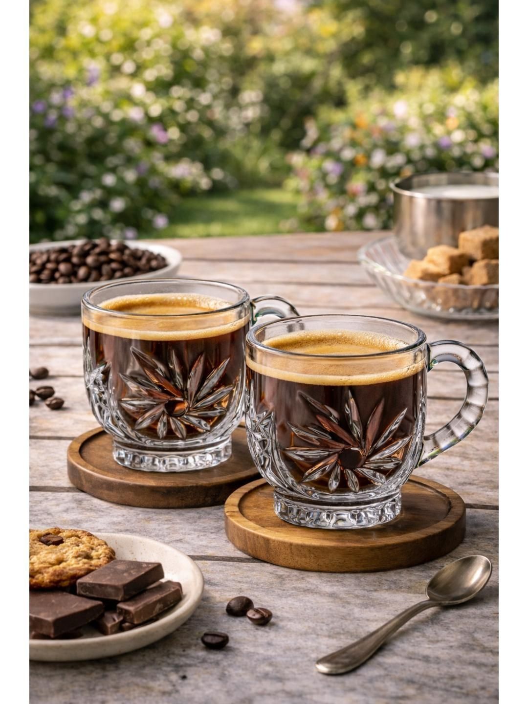 RUHANI HOMES Transparent Textured Glass Transparent Mugs Set of Cups and Mugs-picture-50