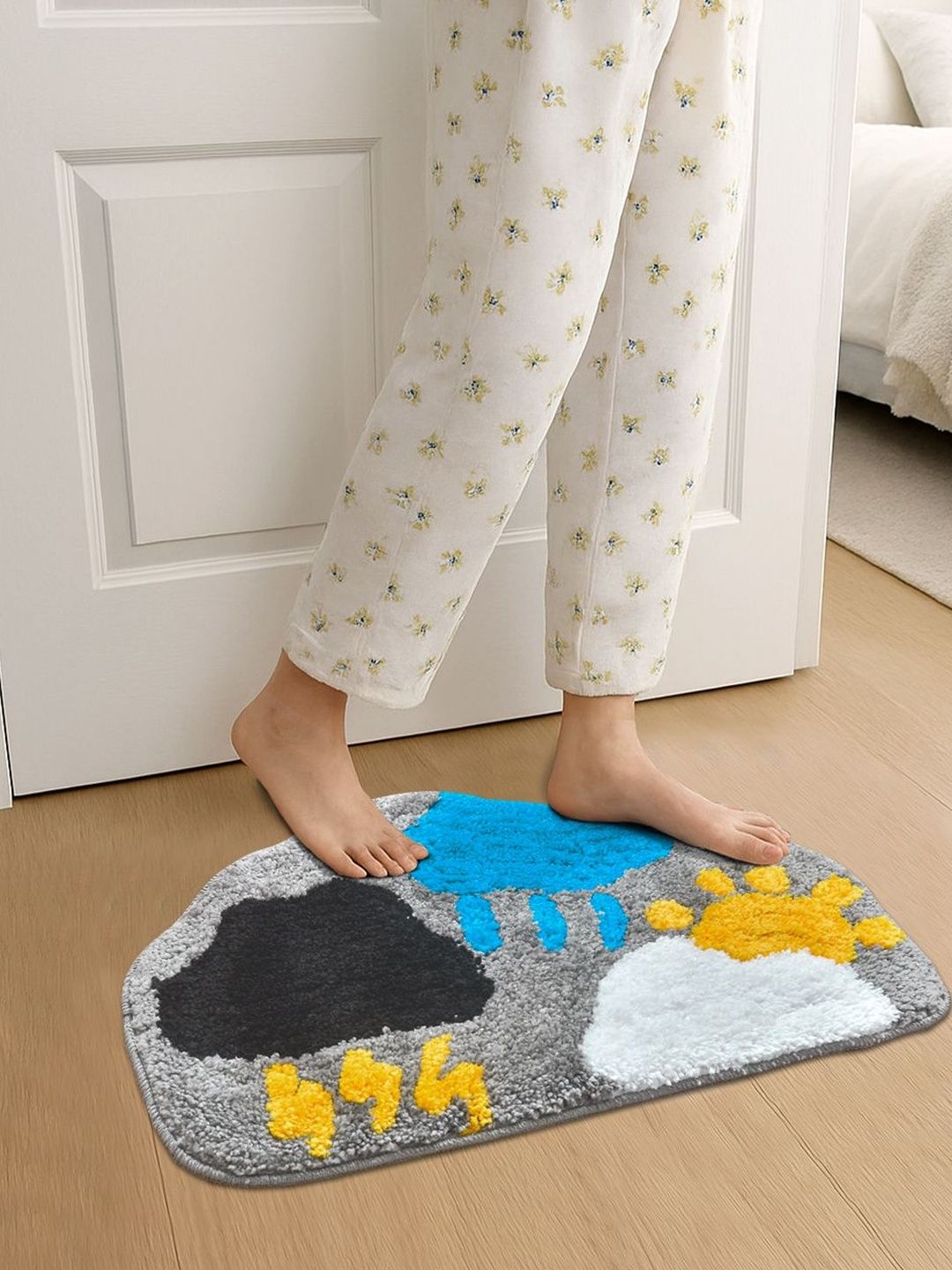 FABINALIV Grey & Blue Patterned Anti-Skid Doormat-picture-15